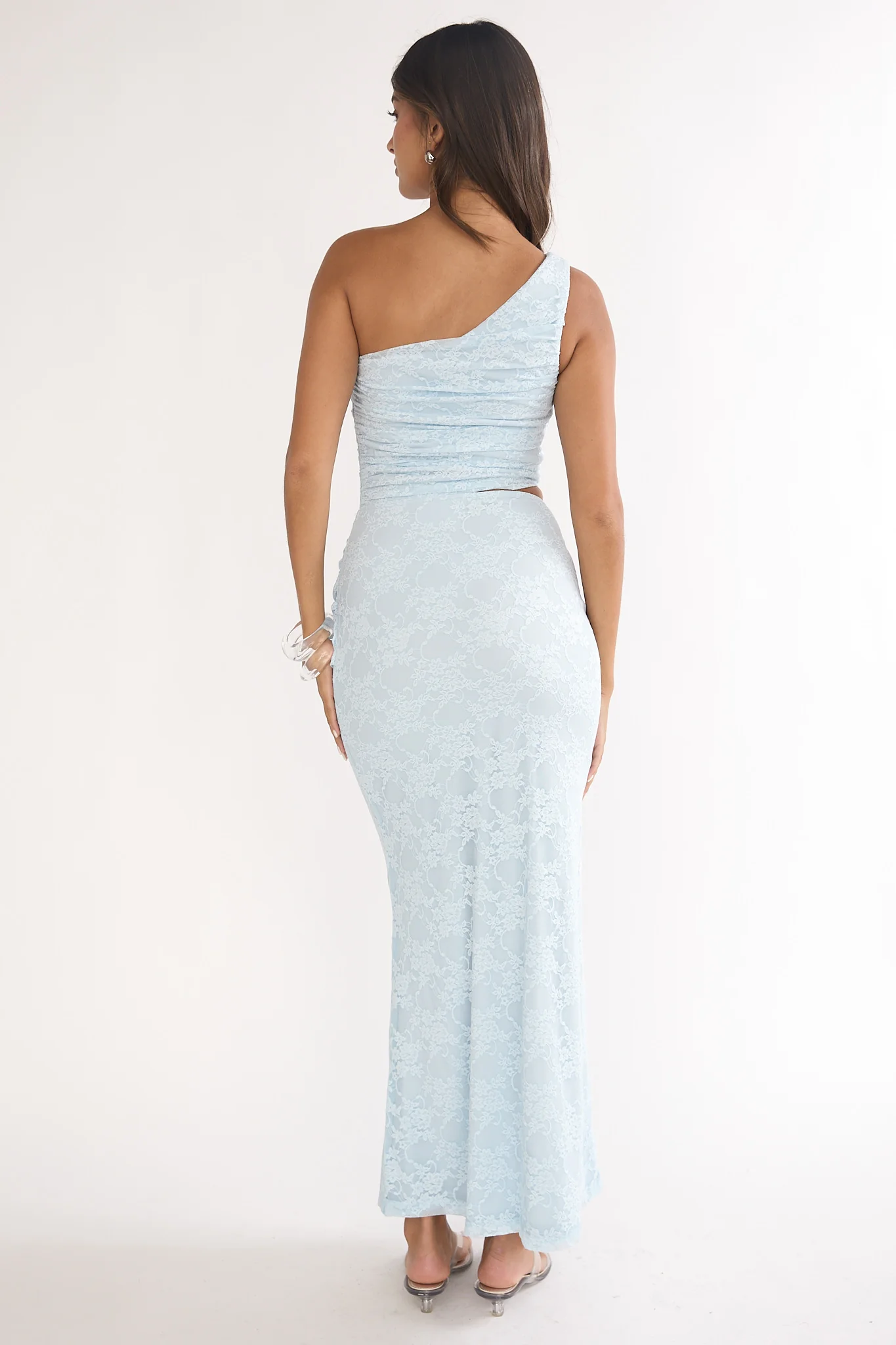 Luli One-Shoulder Cut-Out Maxi Dress Textured Light Blue - Image 2