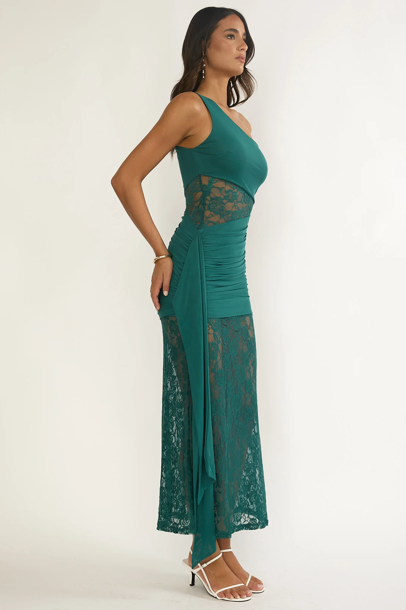 Luli Waist Sash Halter Maxi Dress Lace Teal - Image 6