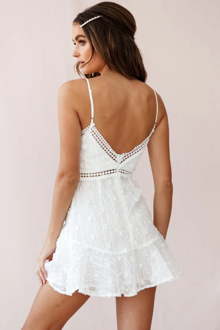 Lullaby Circle Lace Trim Fluted Hem Dress White - Image 3
