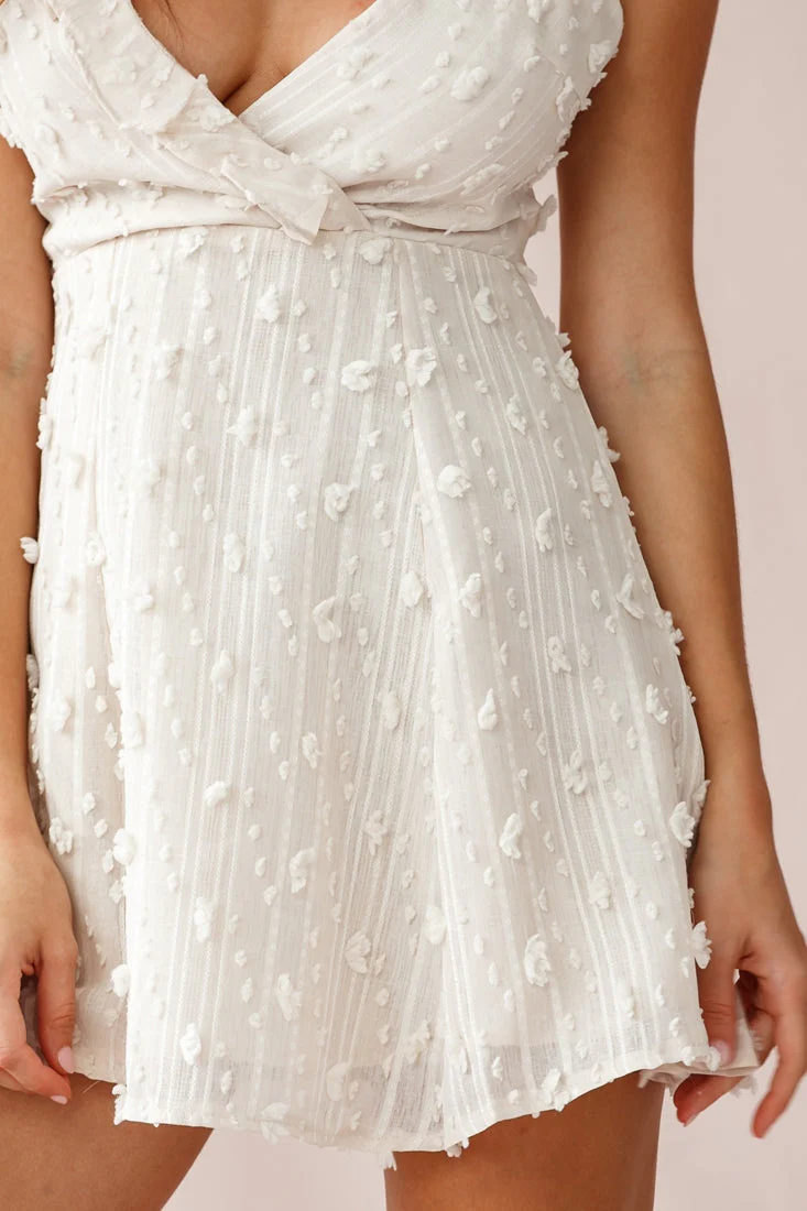 Lullaby Surplice Neckline Embellished Dress Beige - Image 4