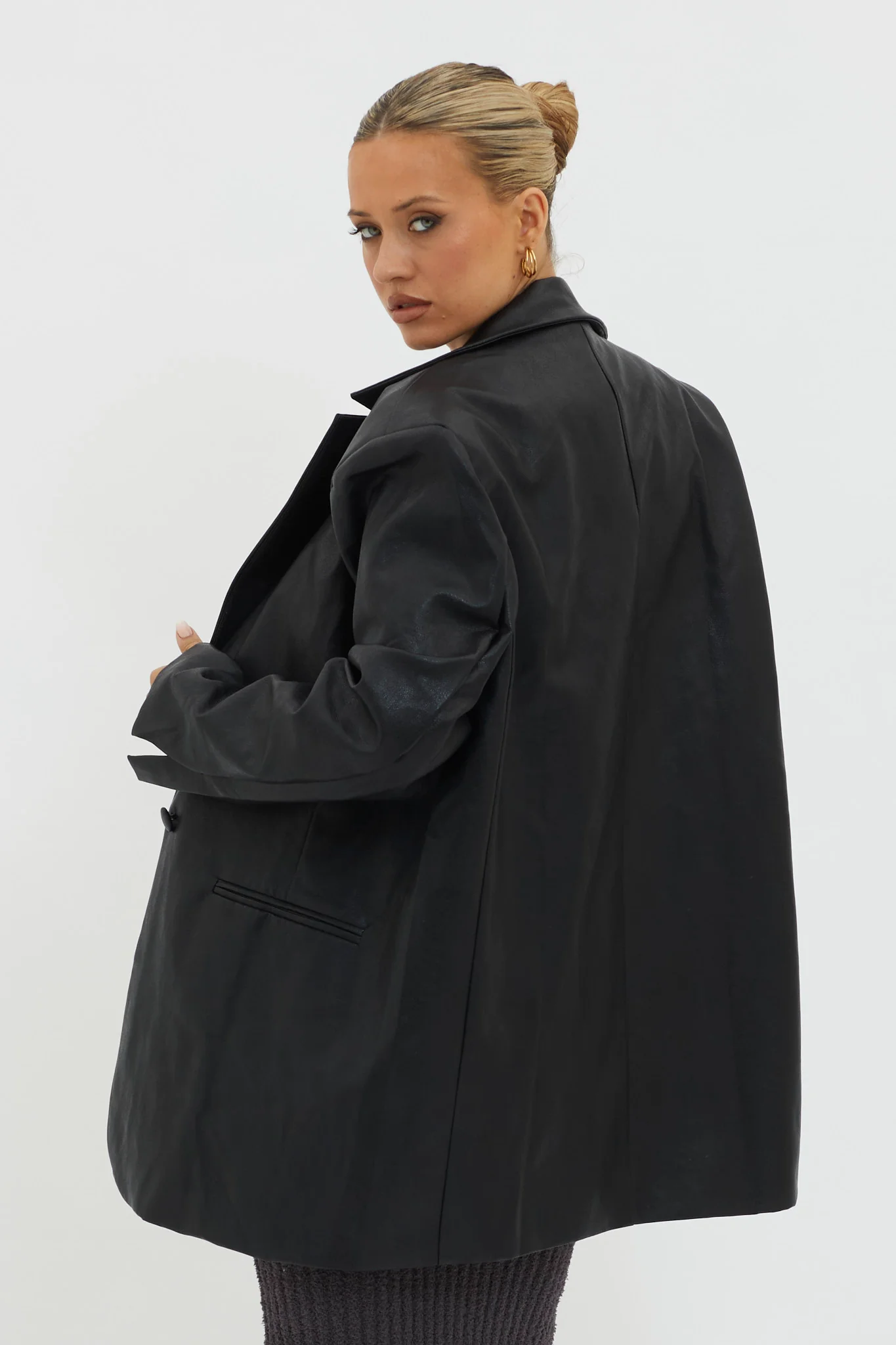 Luminate Oversized Coat Jacket Black - Image 2