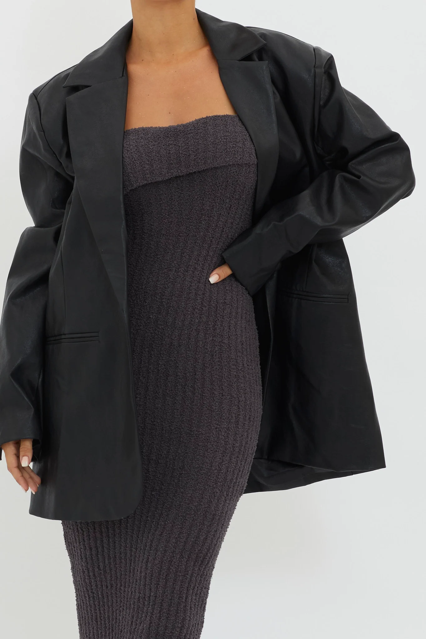 Luminate Oversized Coat Jacket Black - Image 3