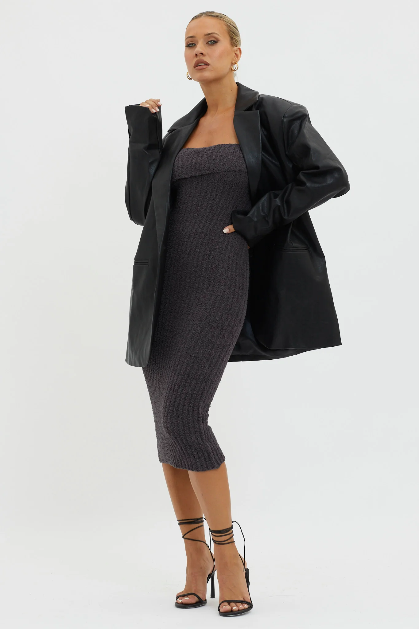 Luminate Oversized Coat Jacket Black - Image 4