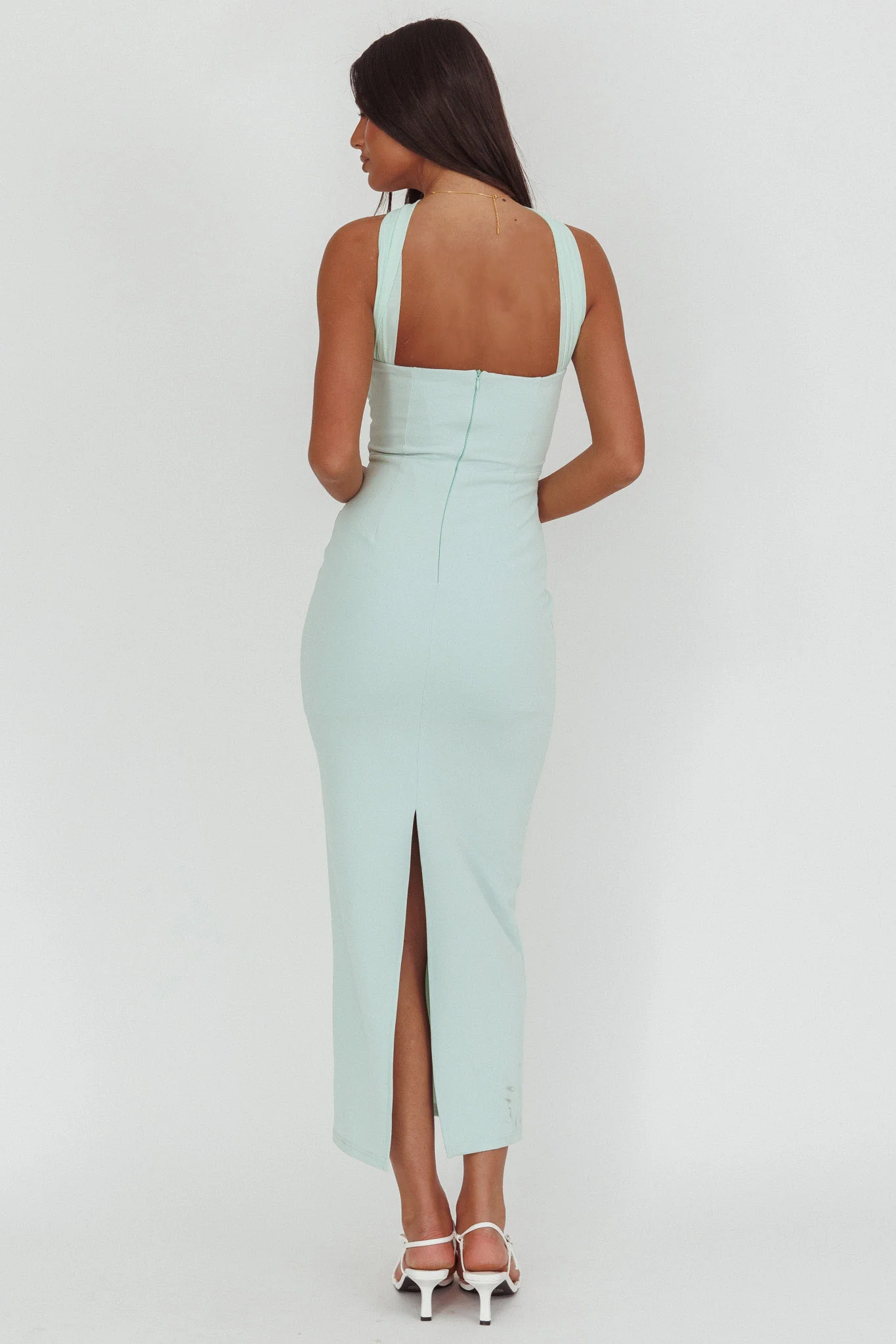 Luna Sol Reverse Halter Maxi Dress Mint - Image 2