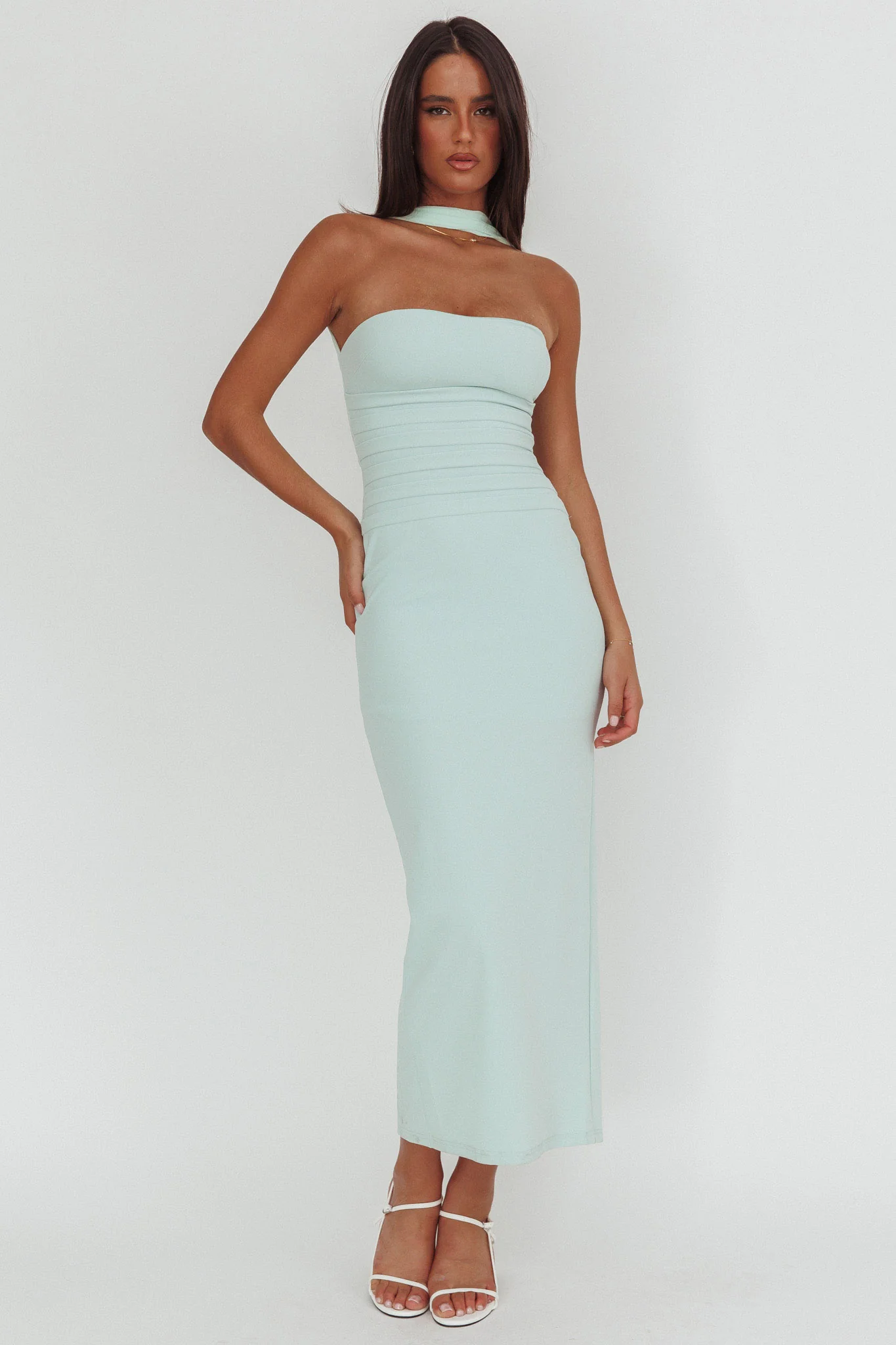 Luna Sol Reverse Halter Maxi Dress Mint - Image 4