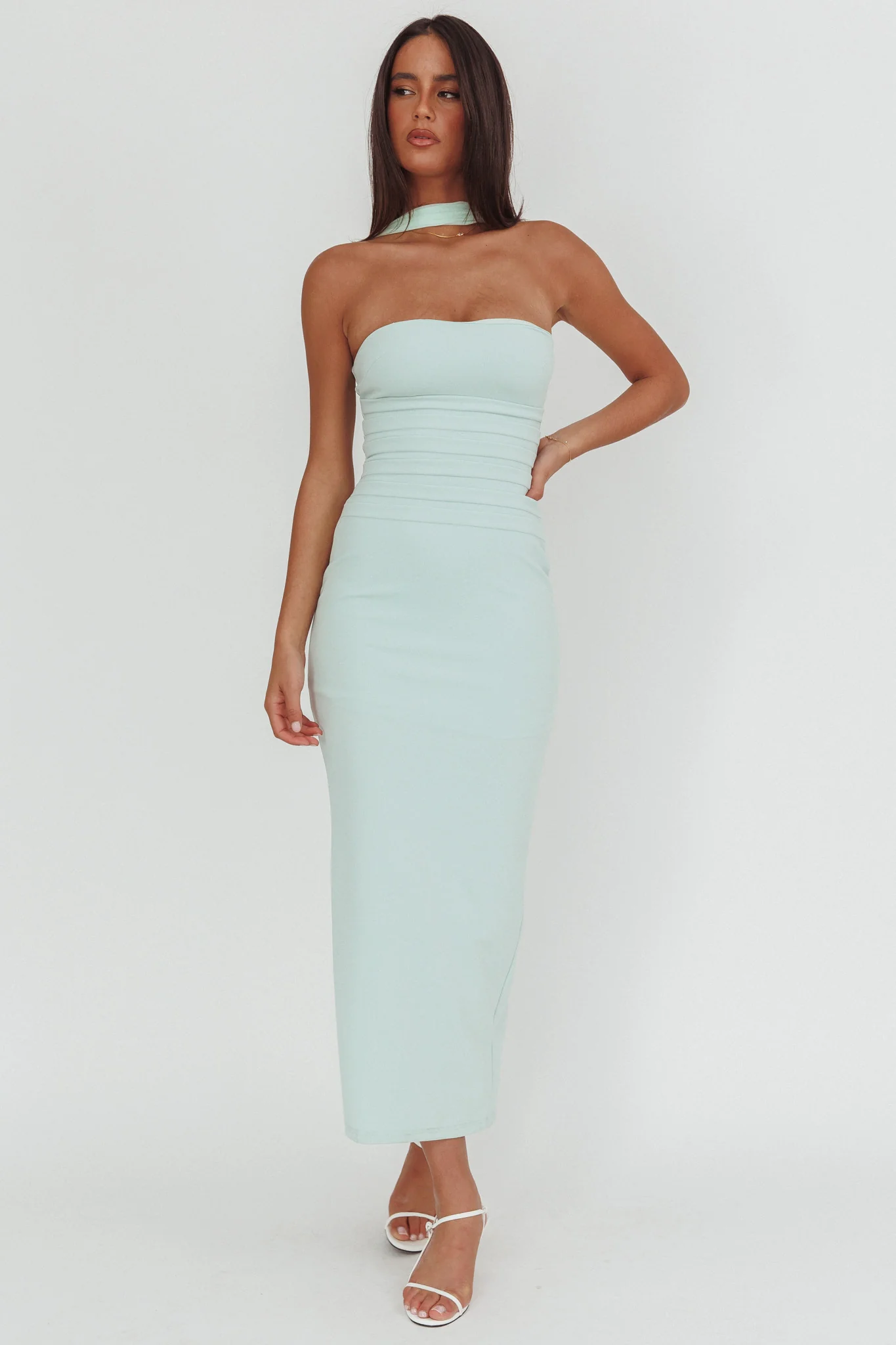 Luna Sol Reverse Halter Maxi Dress Mint - Image 5