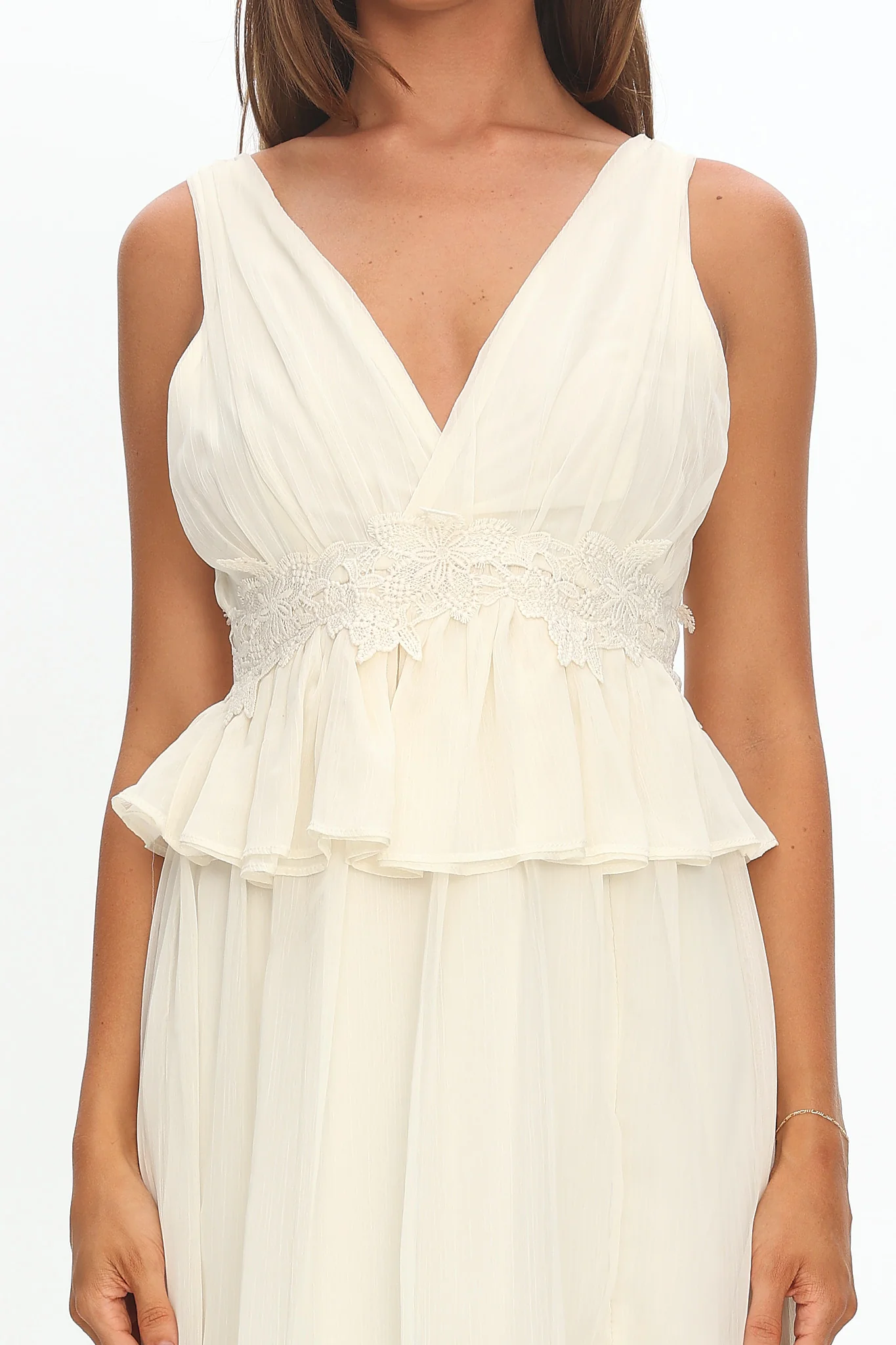 Lusia Peplum Applique Waist Maxi Dress White - Image 4