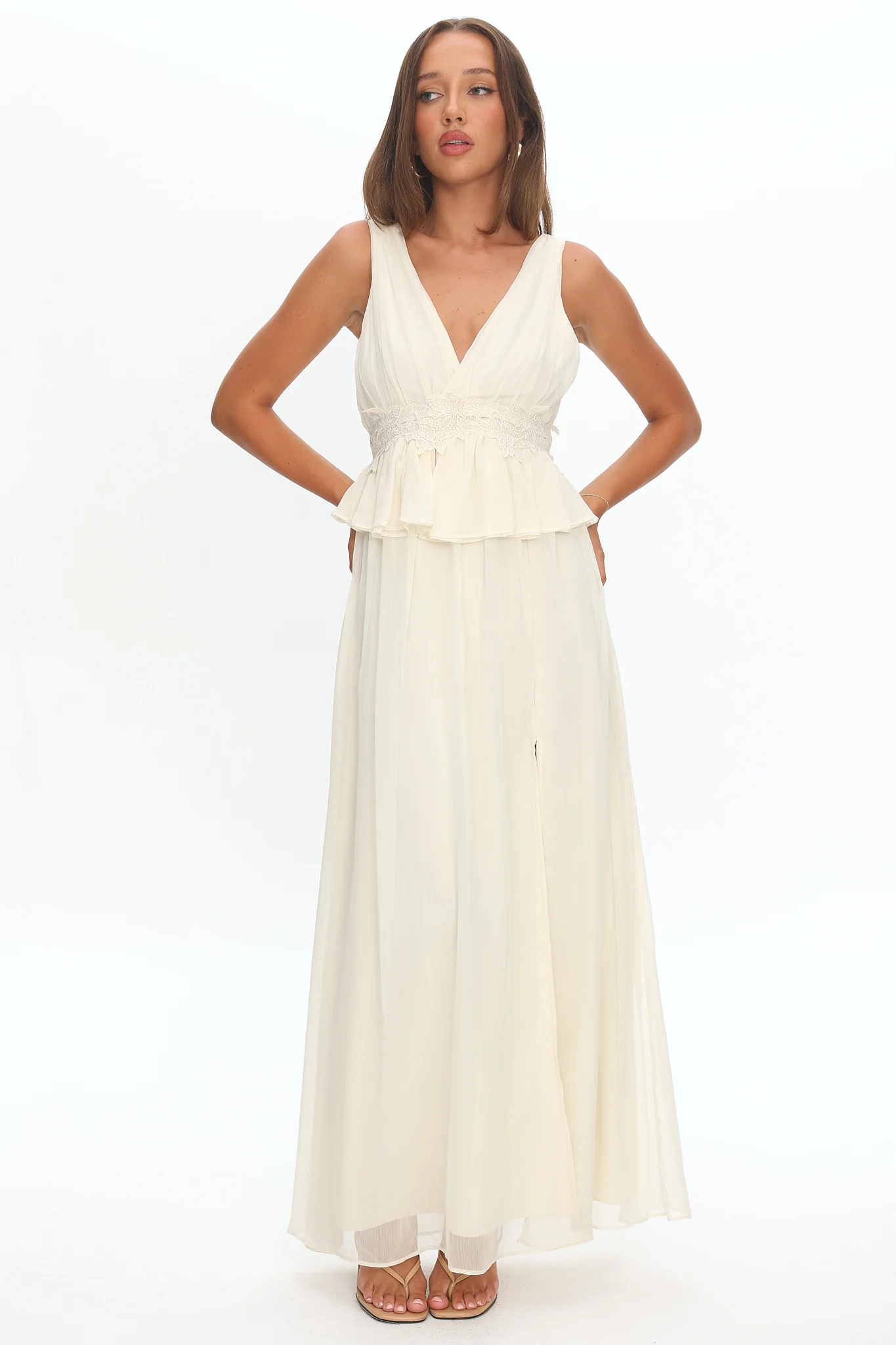 Lusia Peplum Applique Waist Maxi Dress White - Image 5