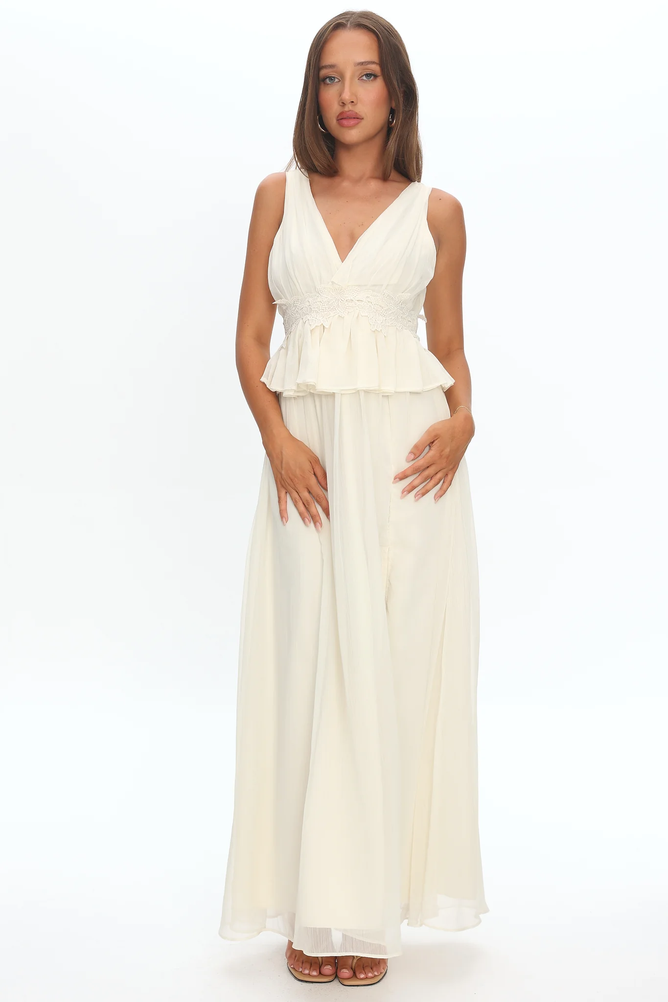 Lusia Peplum Applique Waist Maxi Dress White - Image 6
