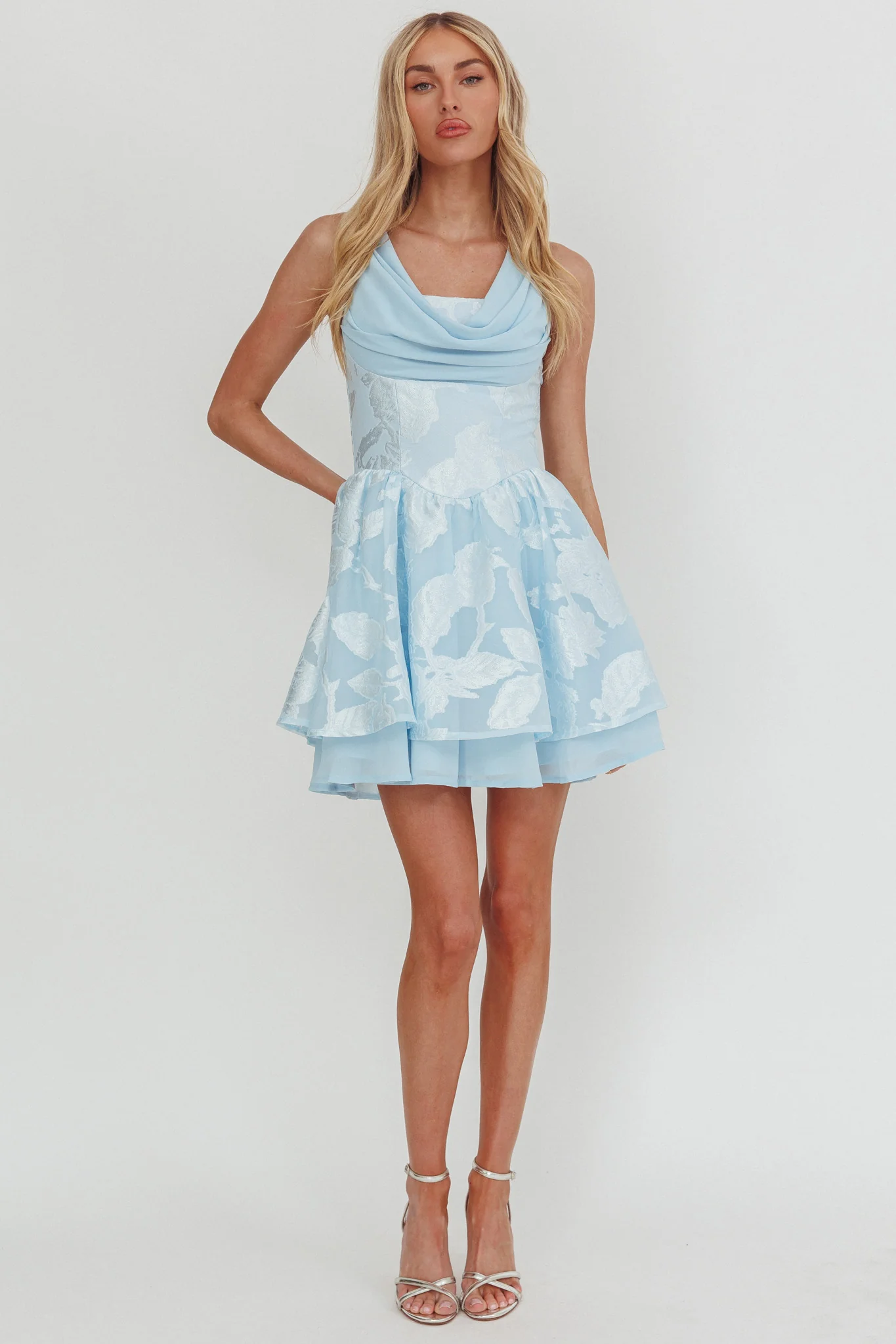 Lusting Lace-Up Back Mini Dress Ice Blue - Image 4
