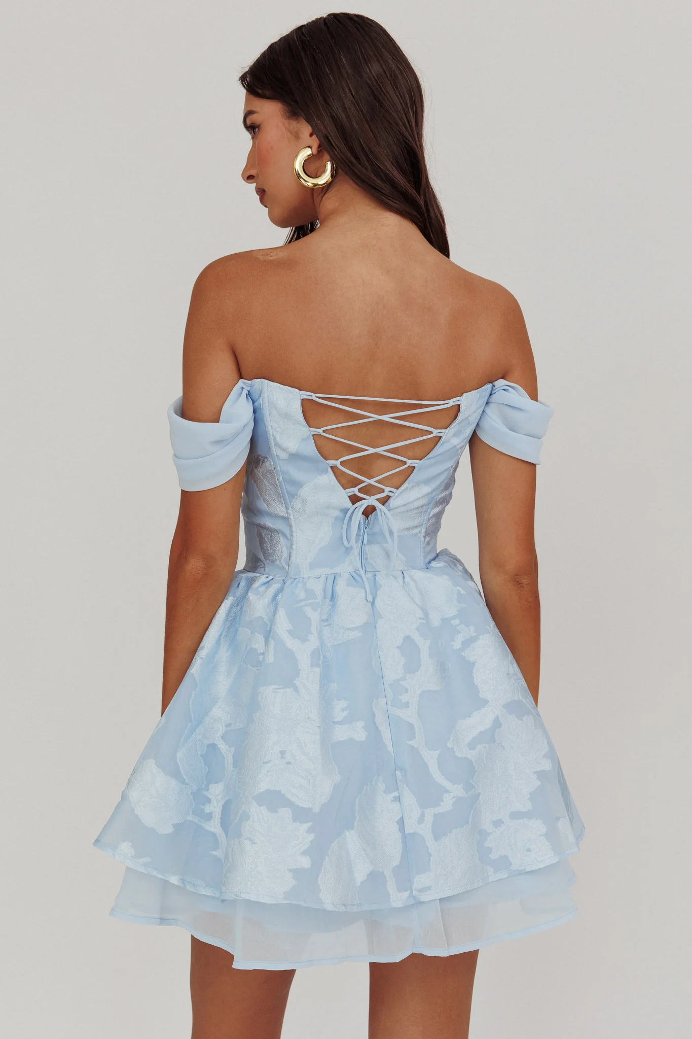 Lusting Off-Shoulder Mini Dress Blue - Image 2