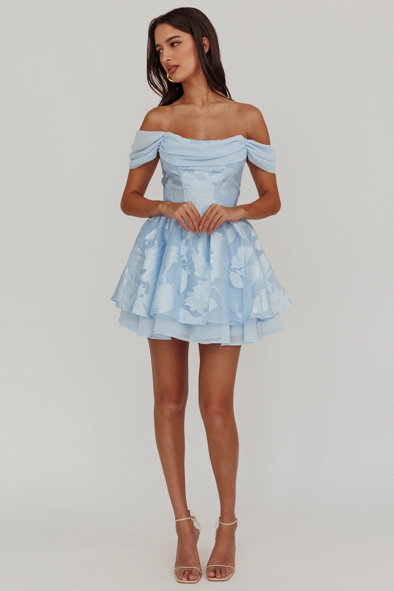 Lusting Off-Shoulder Mini Dress Blue - Image 3