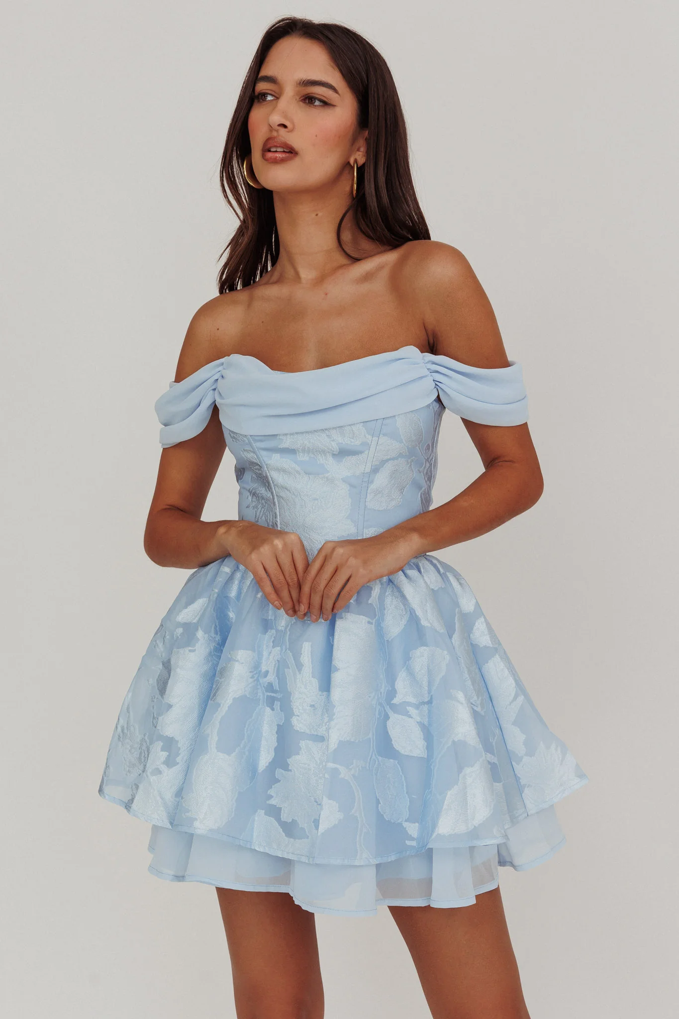 Lusting Off-Shoulder Mini Dress Blue - Image 5
