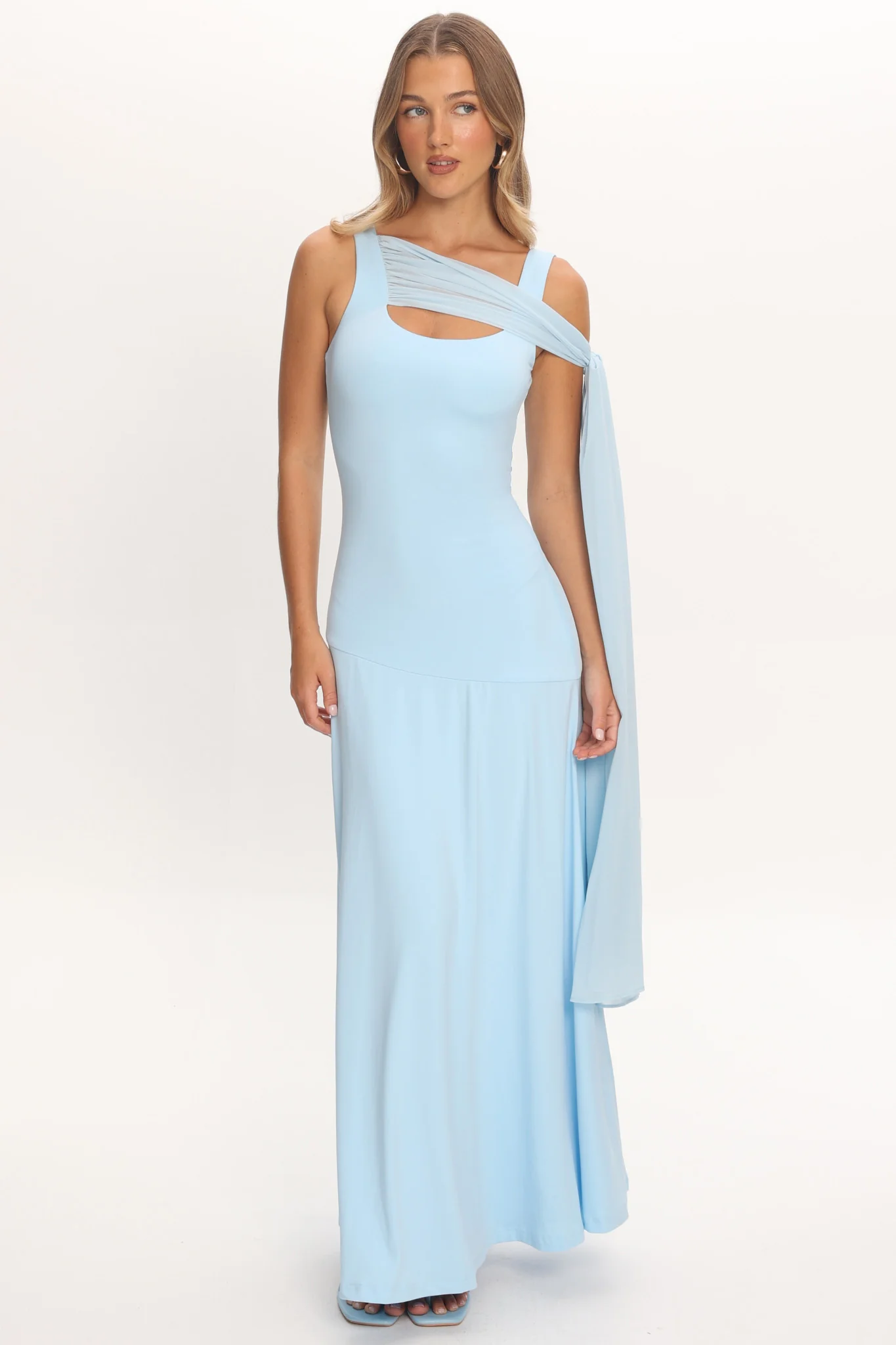 Lylah Sash Neckline Maxi Dress Light Blue - Image 2