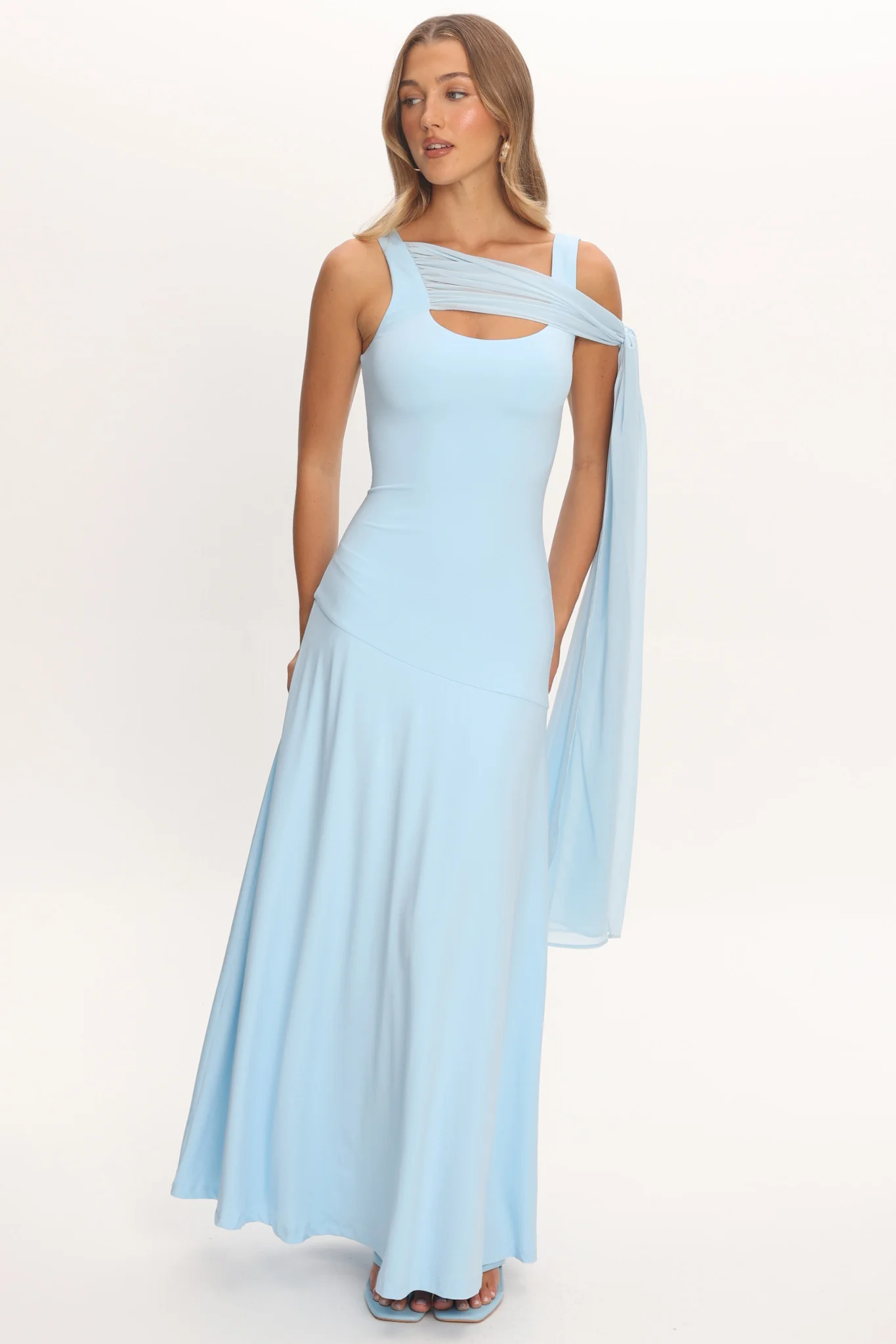 Lylah Sash Neckline Maxi Dress Light Blue - Image 4