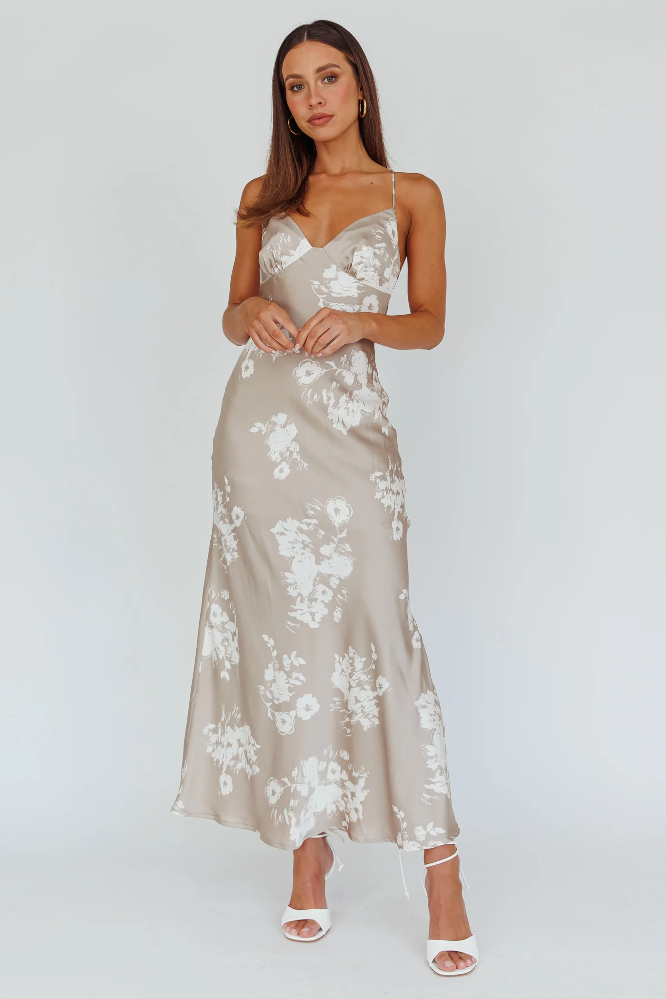 Lyndel Tied Back Slip Midi Dress Grey - Image 5