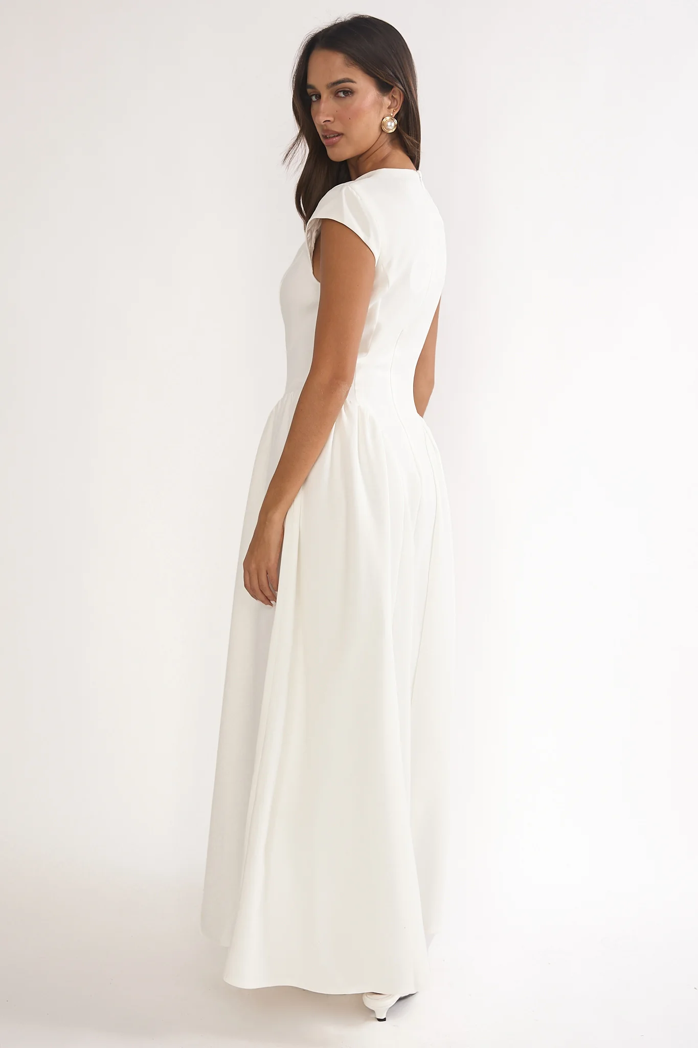 Lynnie Cap Sleeve Maxi Dress Cream - Image 2