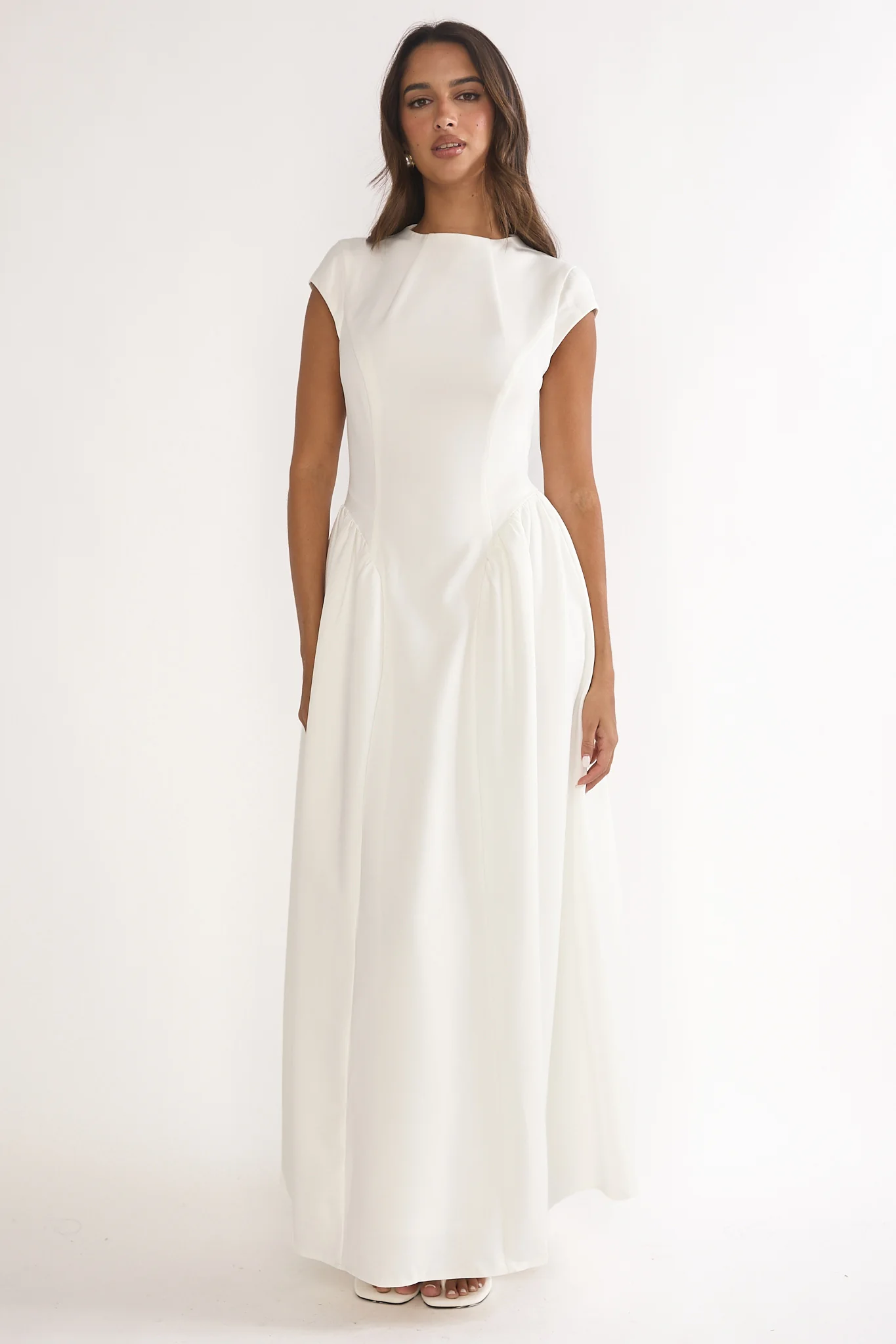 Lynnie Cap Sleeve Maxi Dress Cream - Image 4