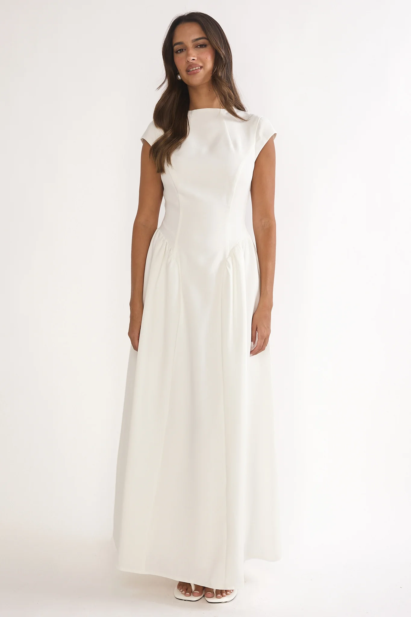 Lynnie Cap Sleeve Maxi Dress Cream - Image 5