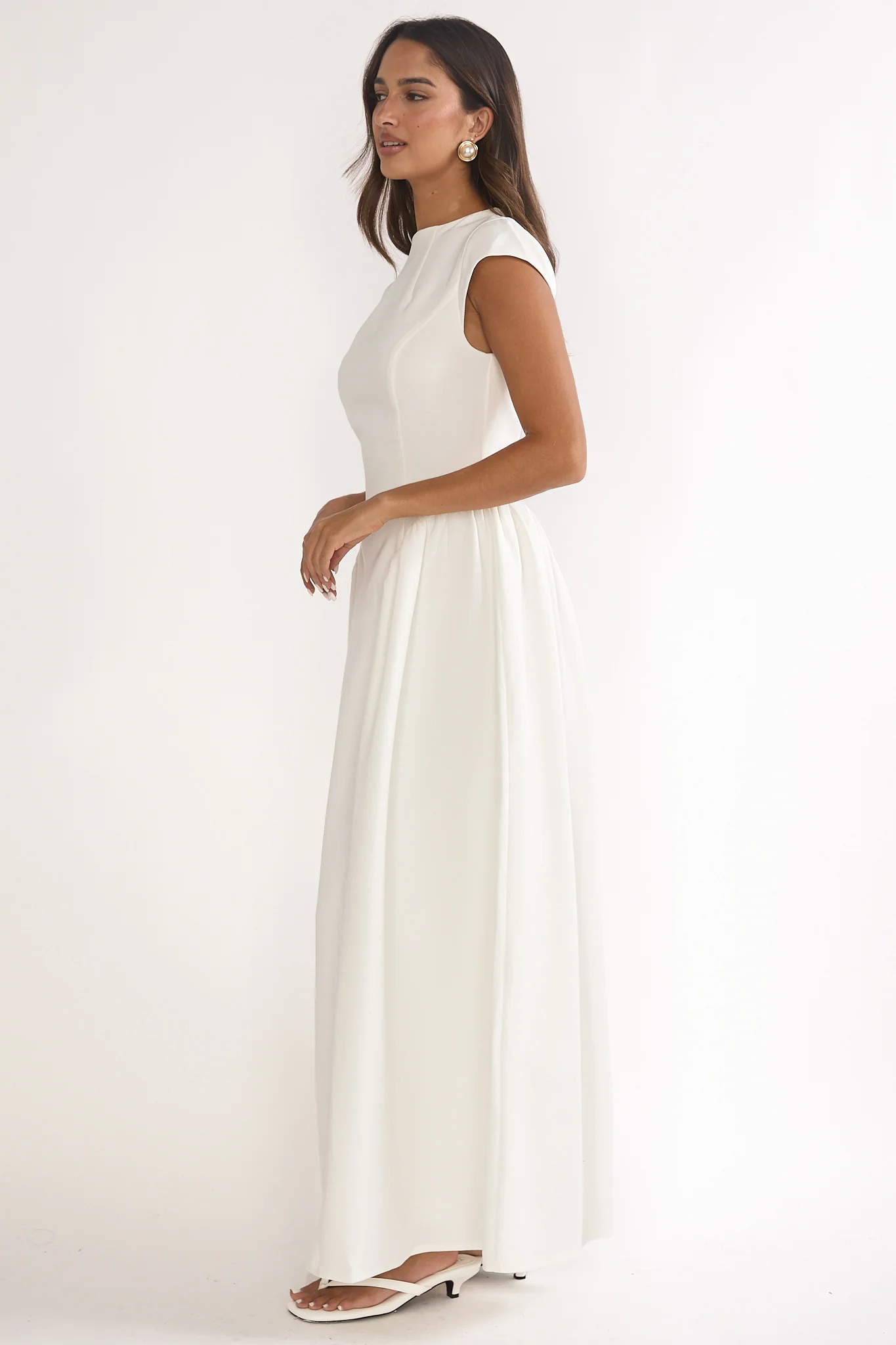 Lynnie Cap Sleeve Maxi Dress Cream - Image 6