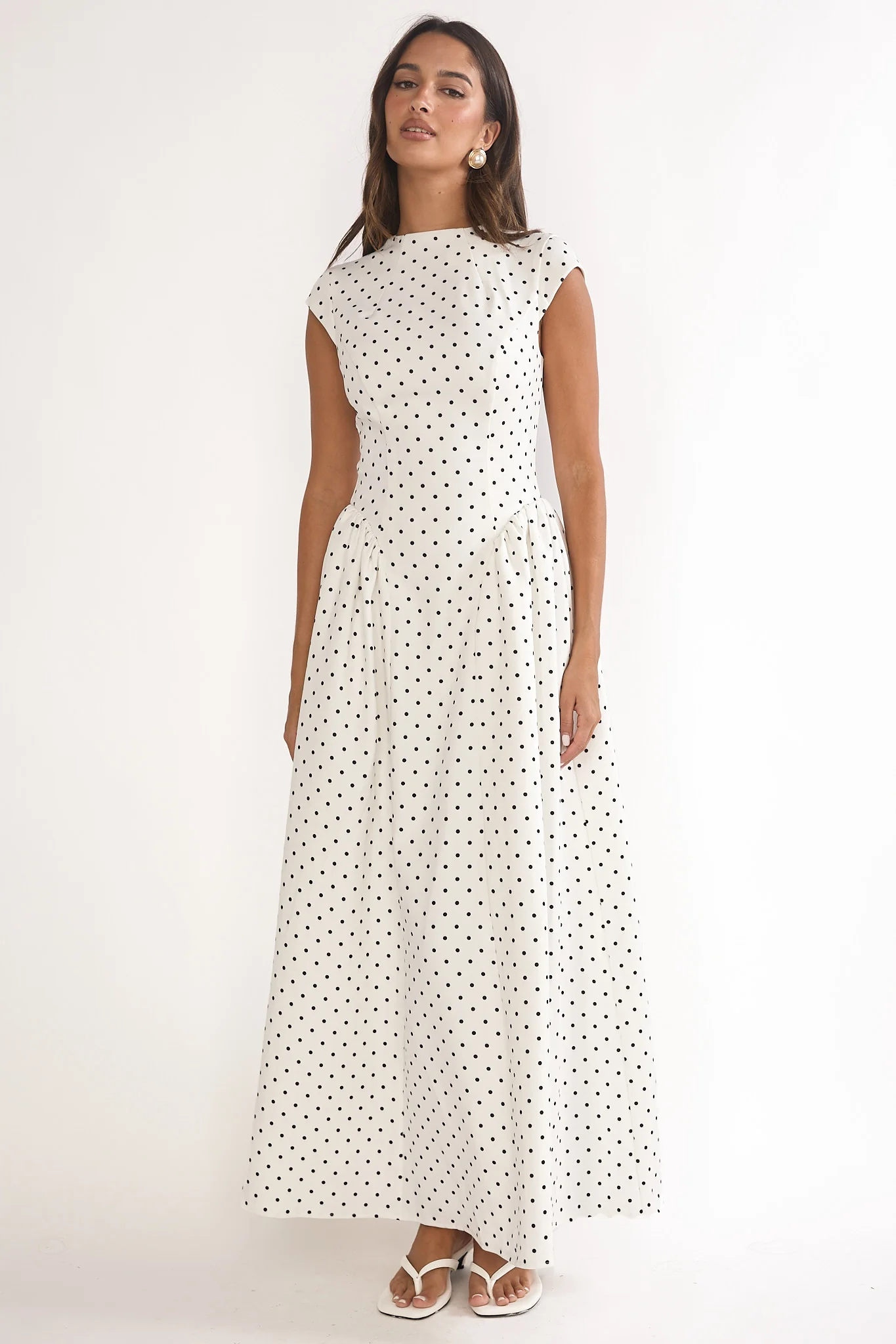 Lynnie Cap Sleeve Maxi Dress Polka Dot - Image 4