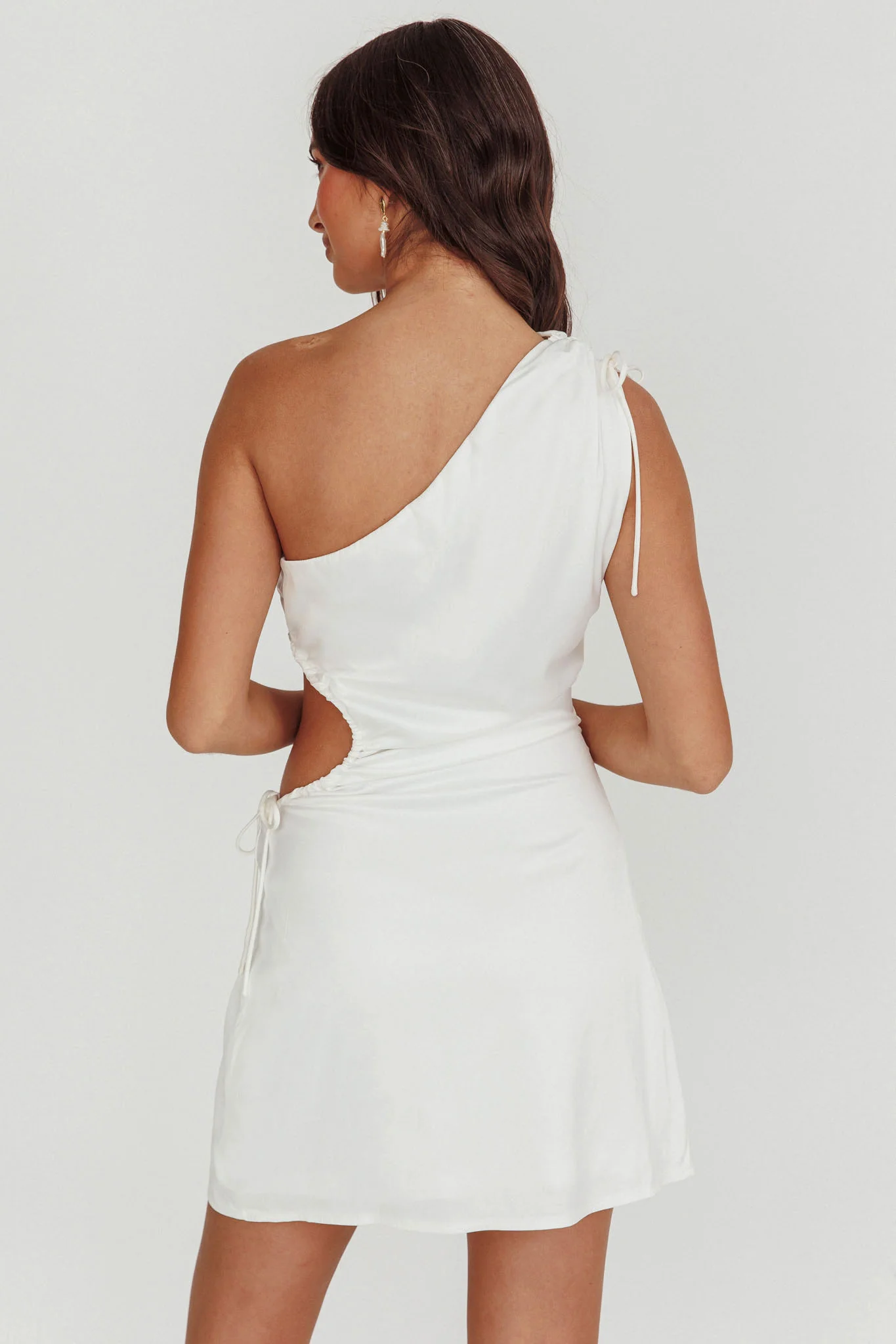 Lyon Ruched Cut Out MIni Dress White - Image 2