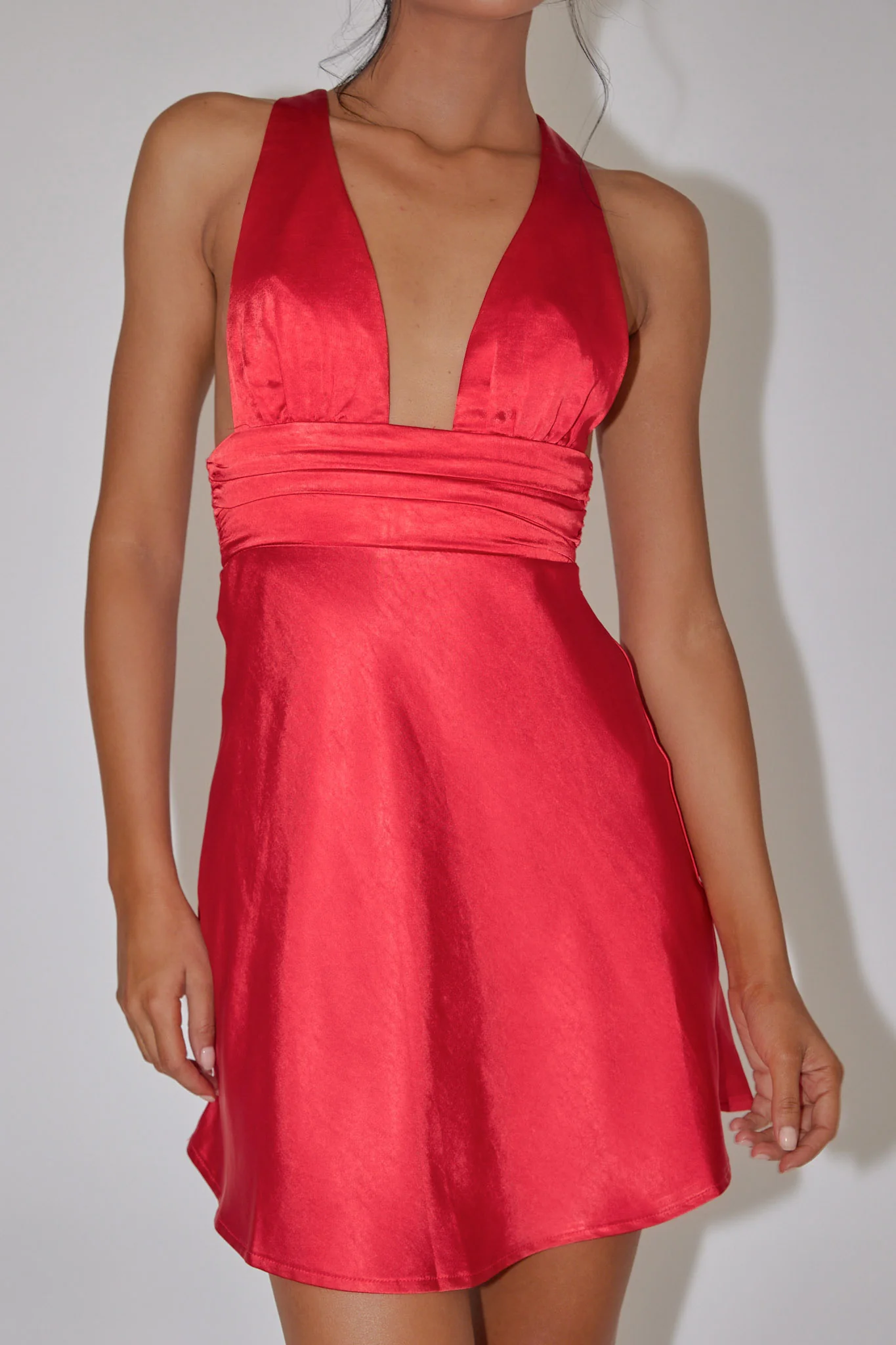Mad About You Criss-Cross Back Mini Dress Fire Red - Image 4