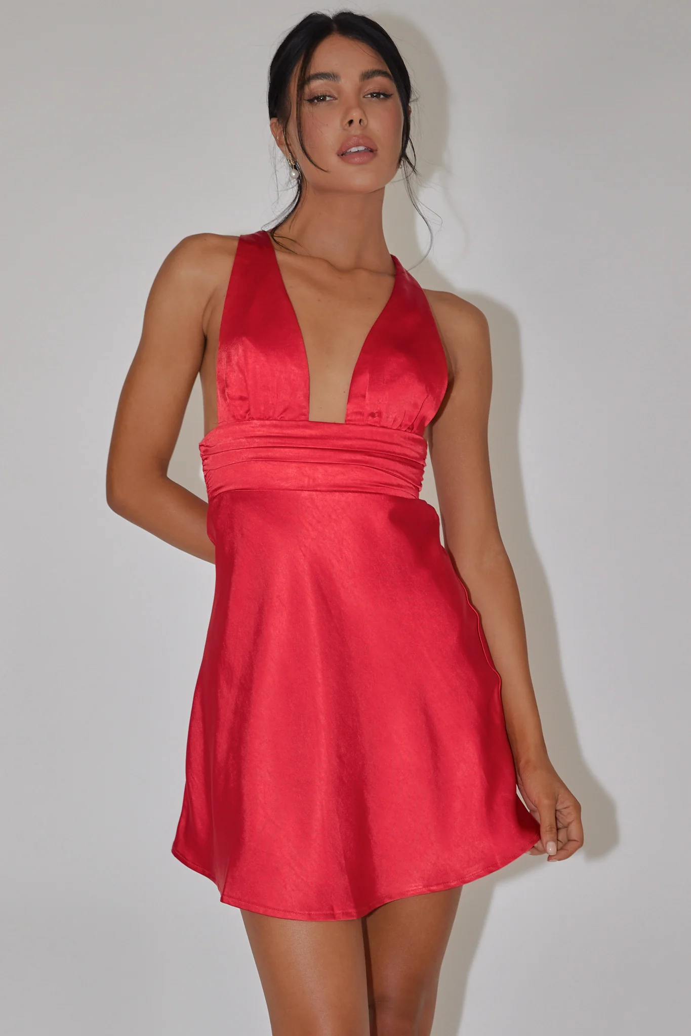 Mad About You Criss-Cross Back Mini Dress Fire Red - Image 5