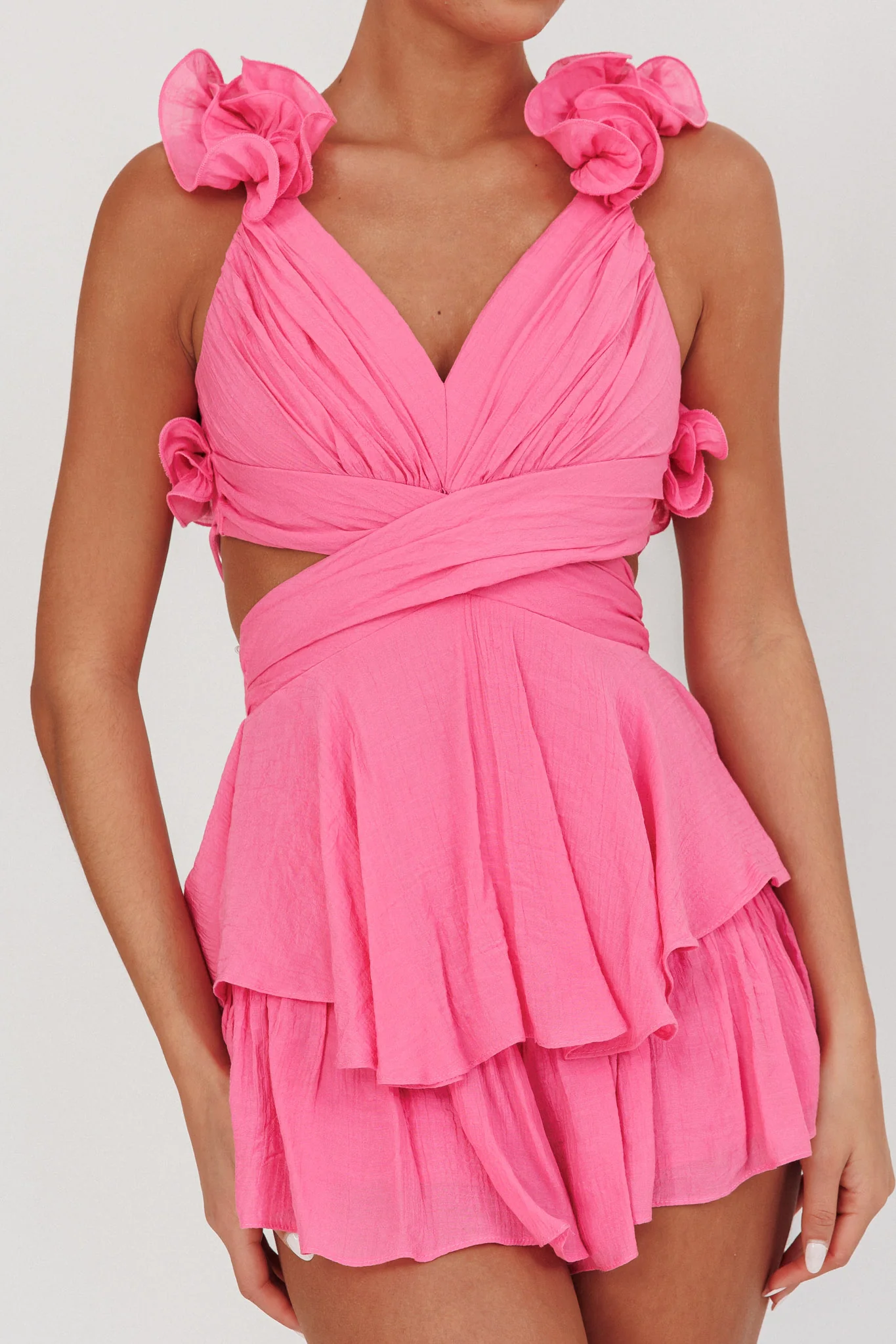 Madara Lace-Up Back Romper Pink - Image 4