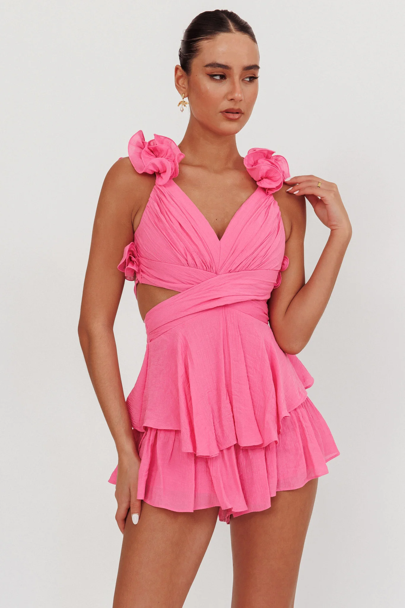 Madara Lace-Up Back Romper Pink - Image 5