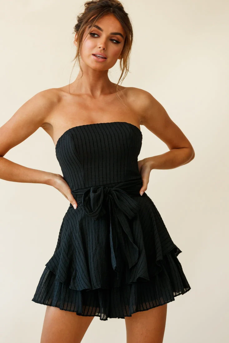 Maddox Fit & Flare Bandeau Romper Black - Image 3