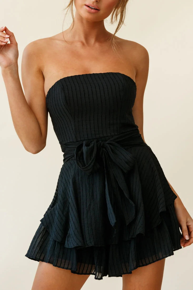 Maddox Fit & Flare Bandeau Romper Black - Image 8