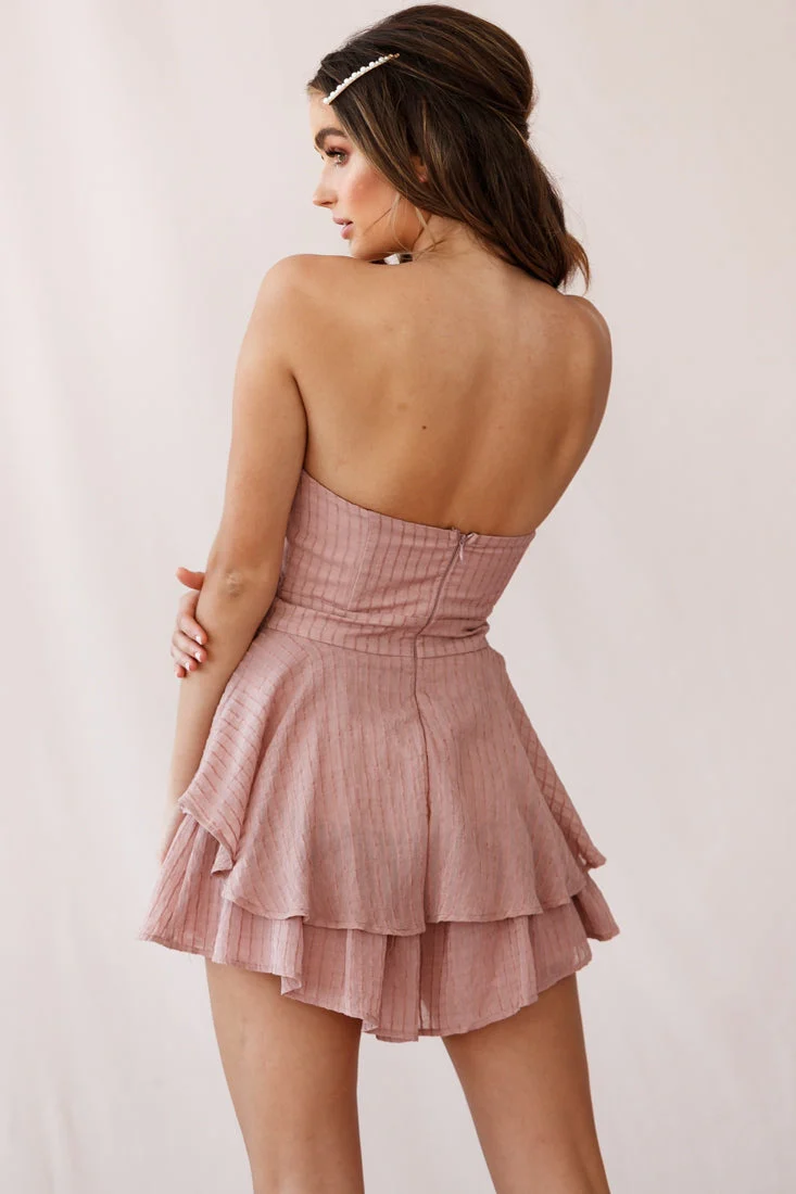 Maddox Fit & Flare Bandeau Romper Rose - Image 3