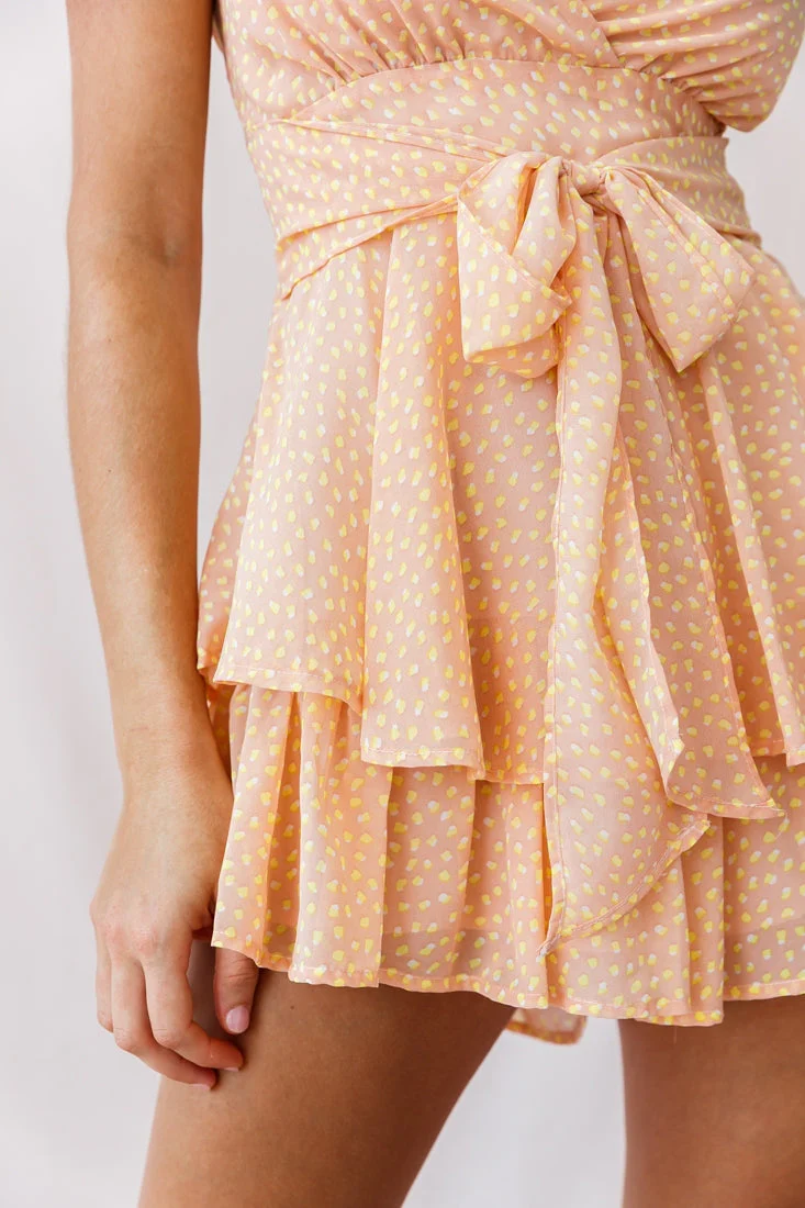 Maddox Fit & Flare Cami Strap Romper Pink - Image 4