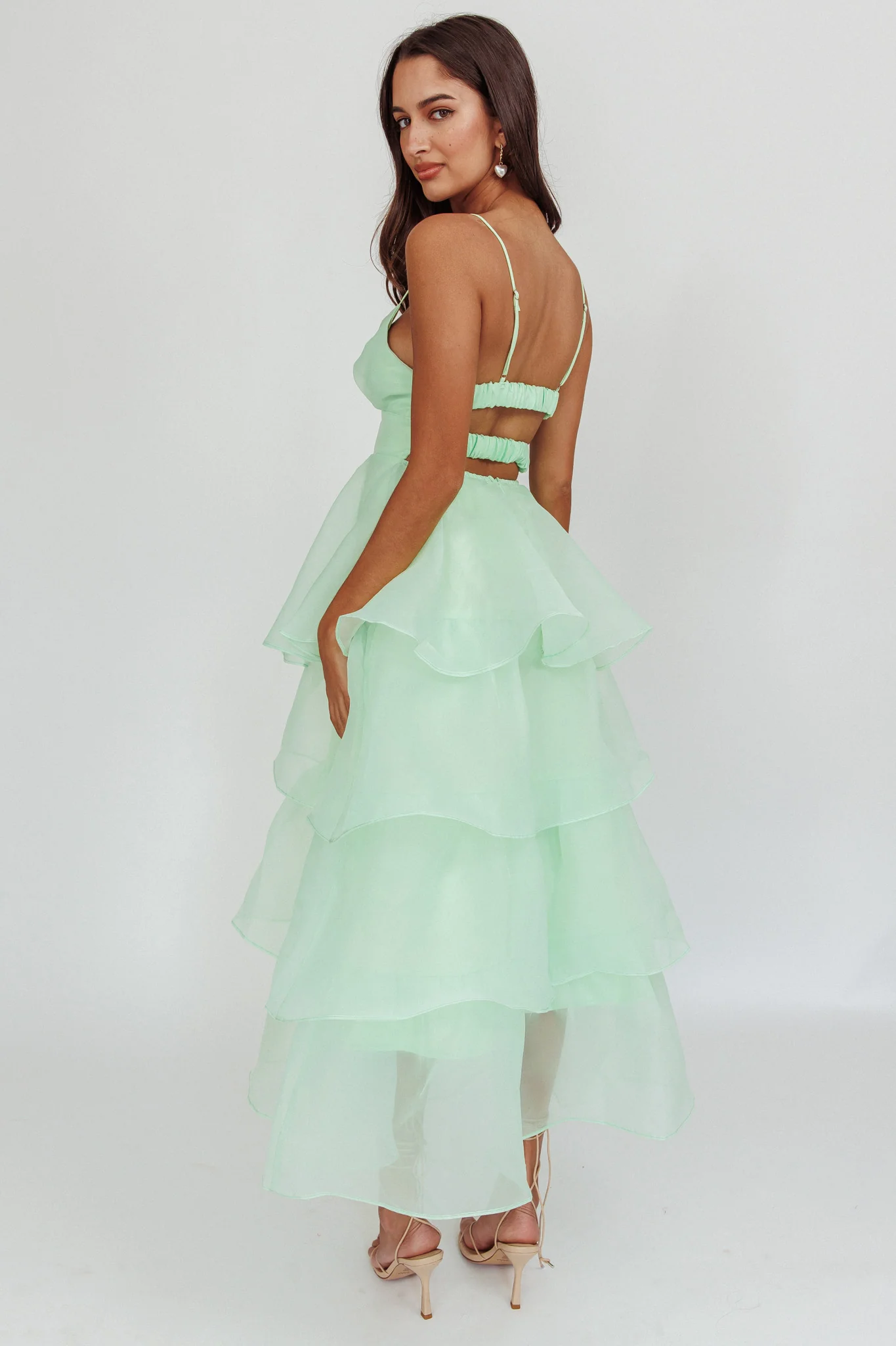Made For You Tiered Ruffle Midi Dress Mint - Image 3