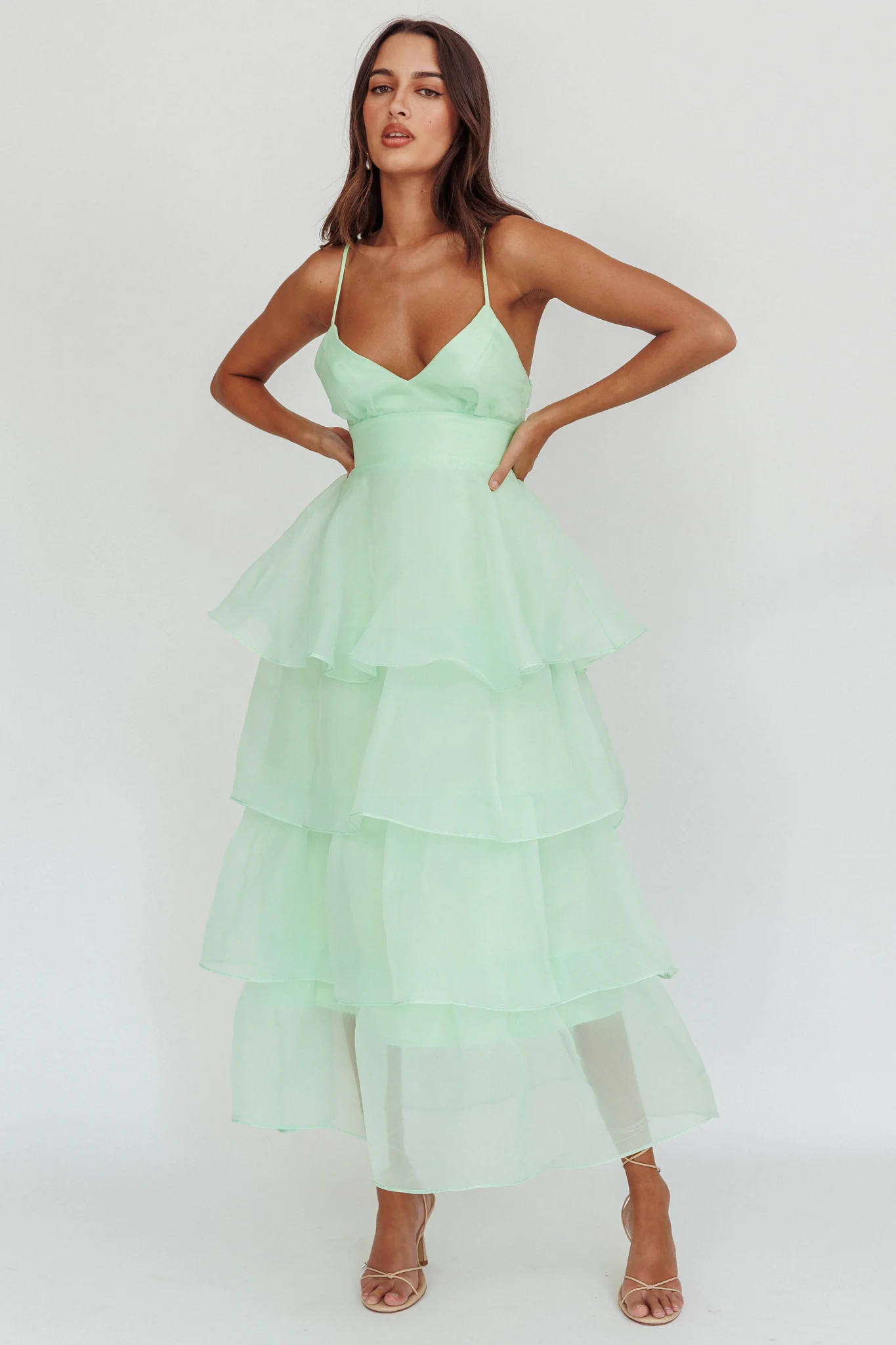 Made For You Tiered Ruffle Midi Dress Mint - Image 4