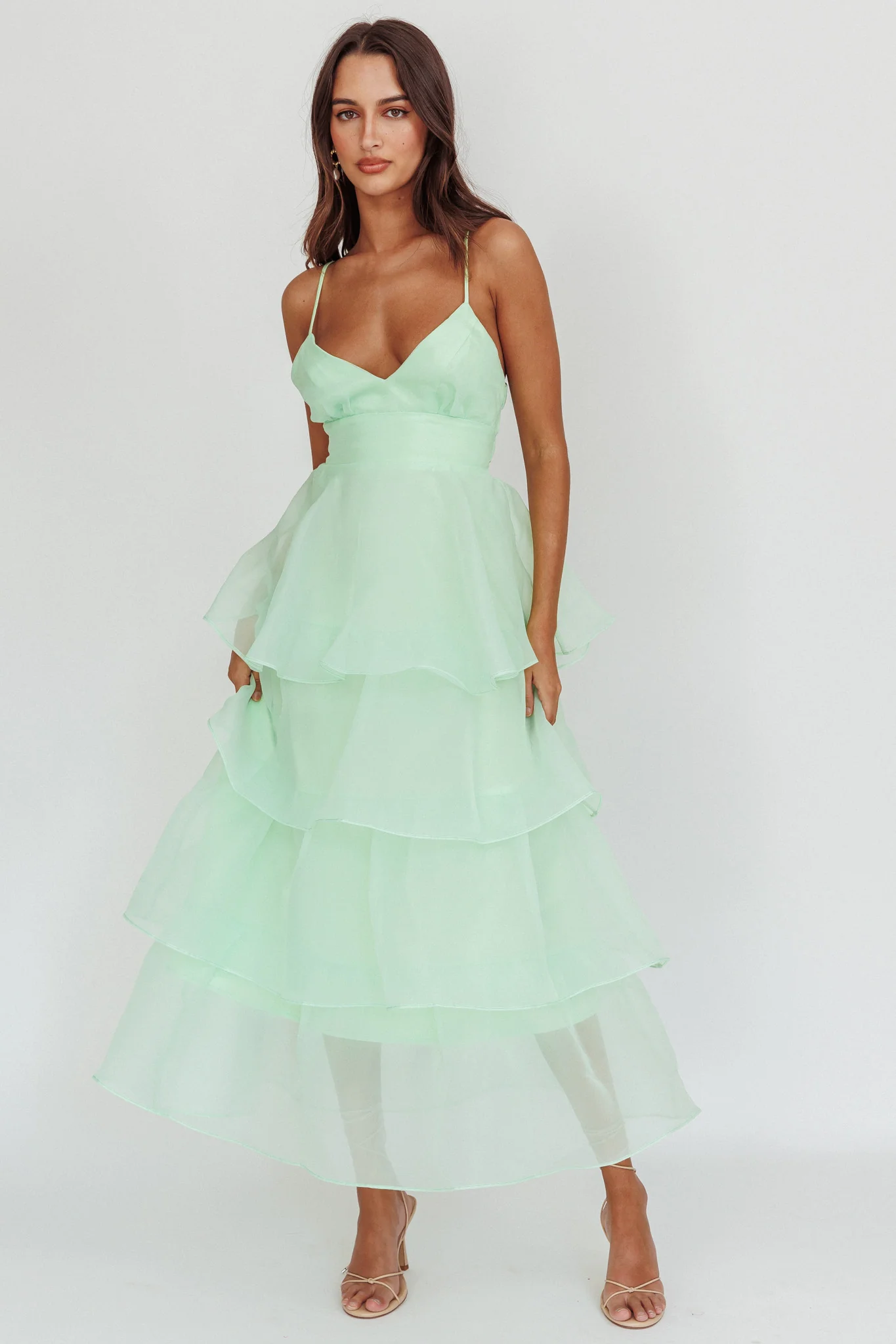 Made For You Tiered Ruffle Midi Dress Mint - Image 6