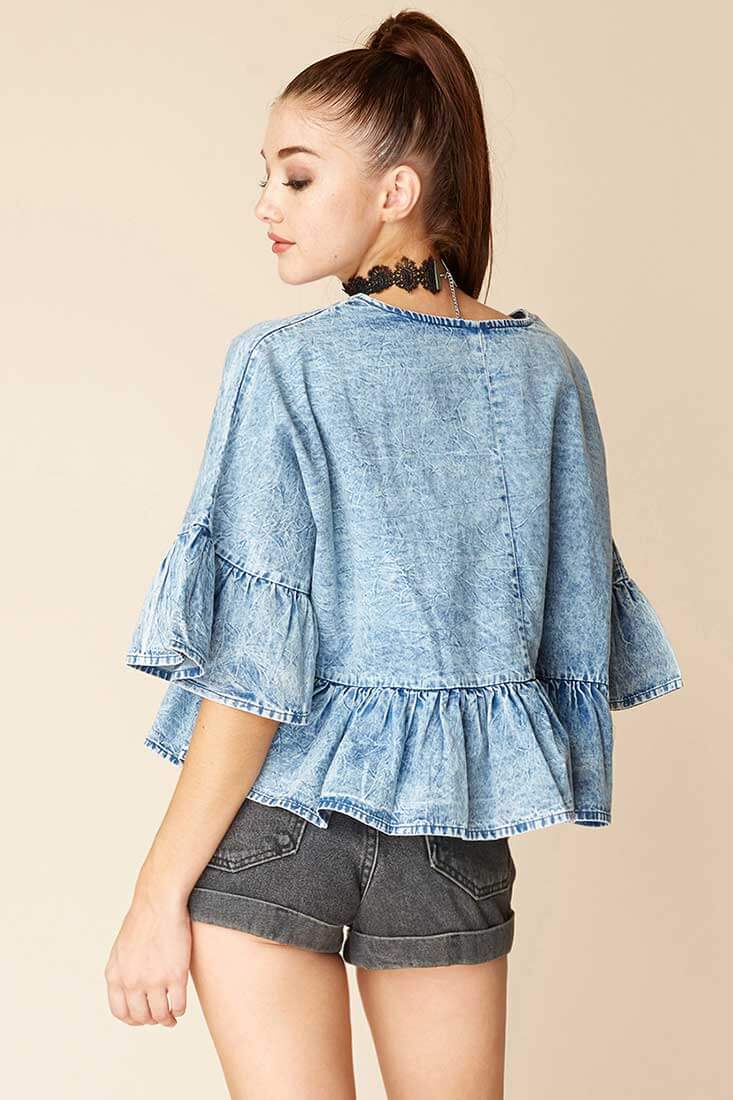 Maggie Casual Denim Top Blue - Image 4