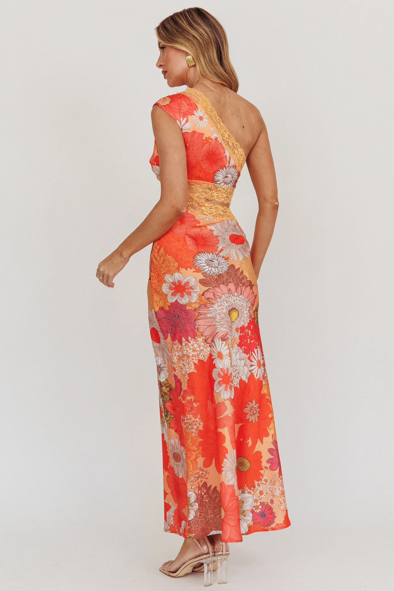 Mahli One-Shoulder Cut-Out Maxi Dress Floral - Image 3
