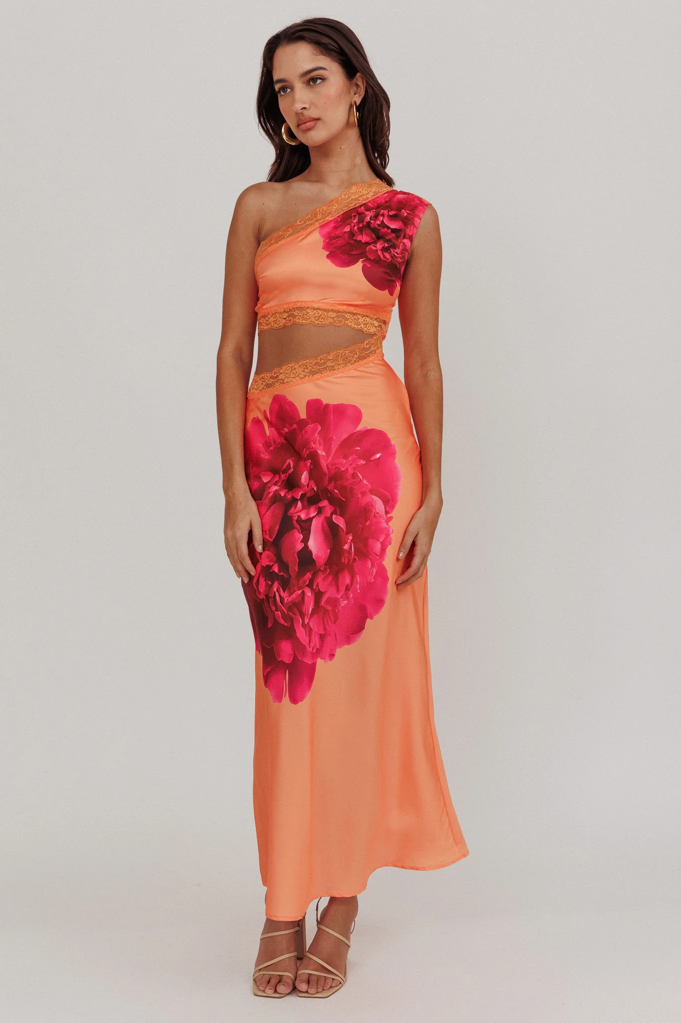 Mahli One-Shoulder Cut-Out Maxi Dress Orange - Image 4