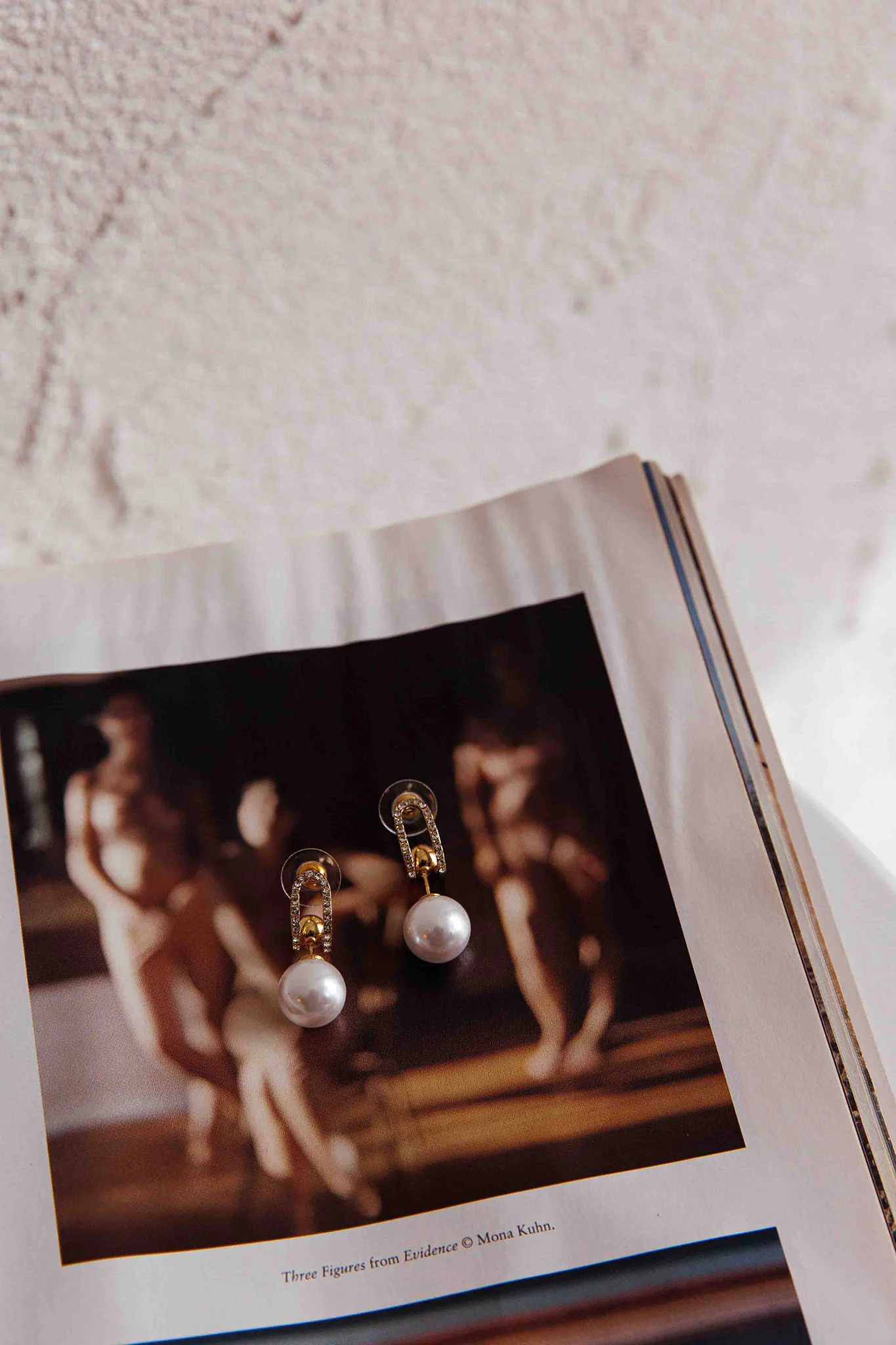 Maia Pearl Diamante Earrings Gold - Image 6