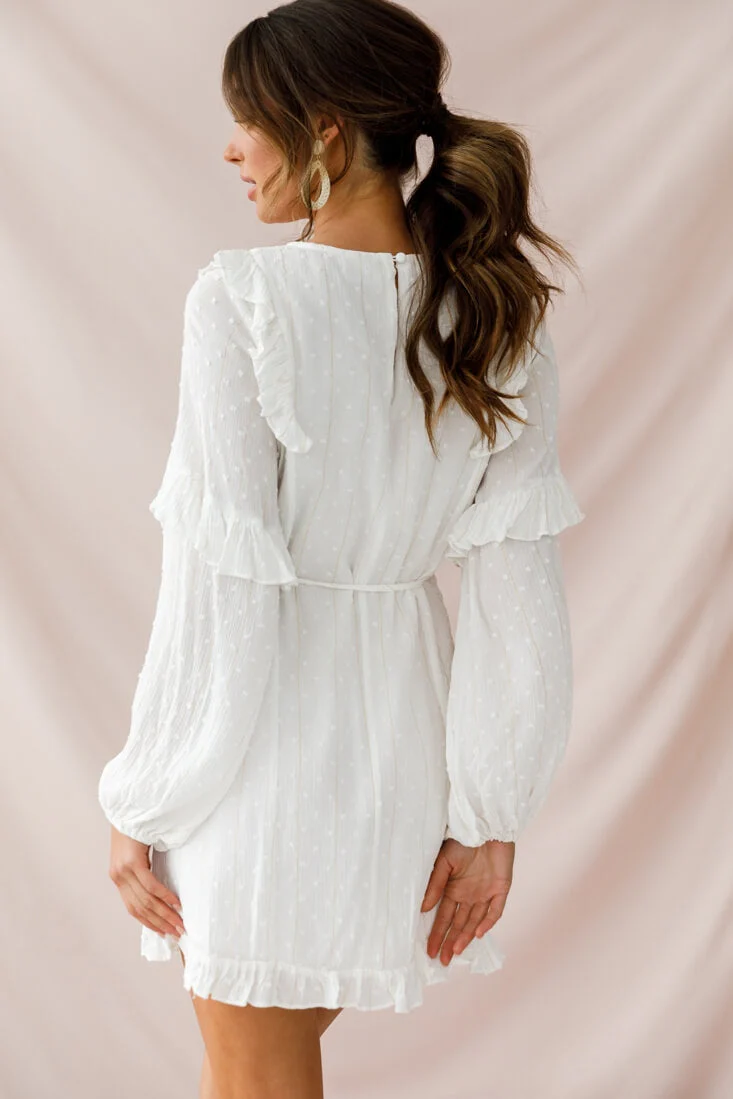 Maiden Long Sleeve Frill Dress White - Image 4