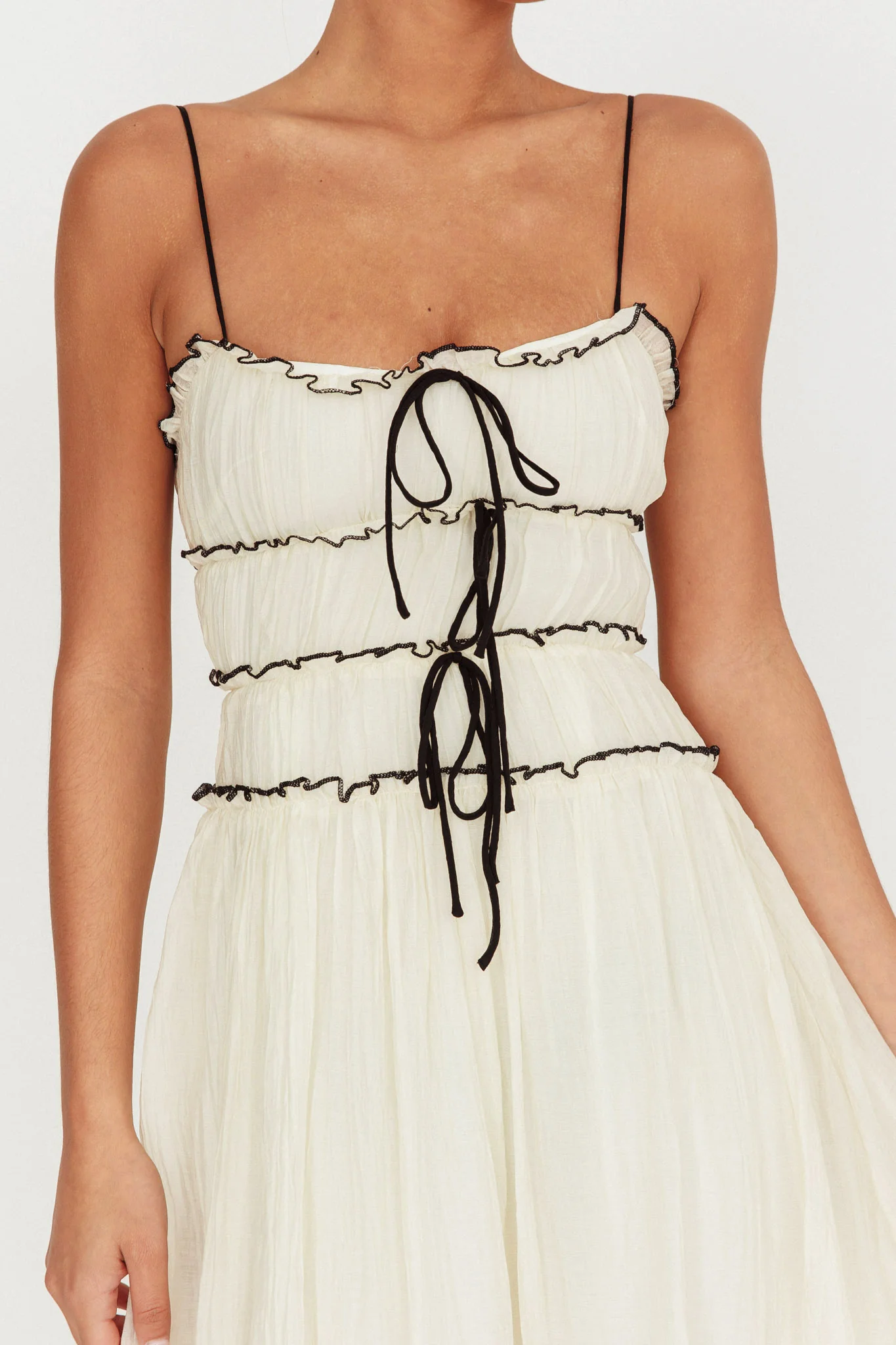 Maidens Tie Accent Maxi Dress Cream - Image 5