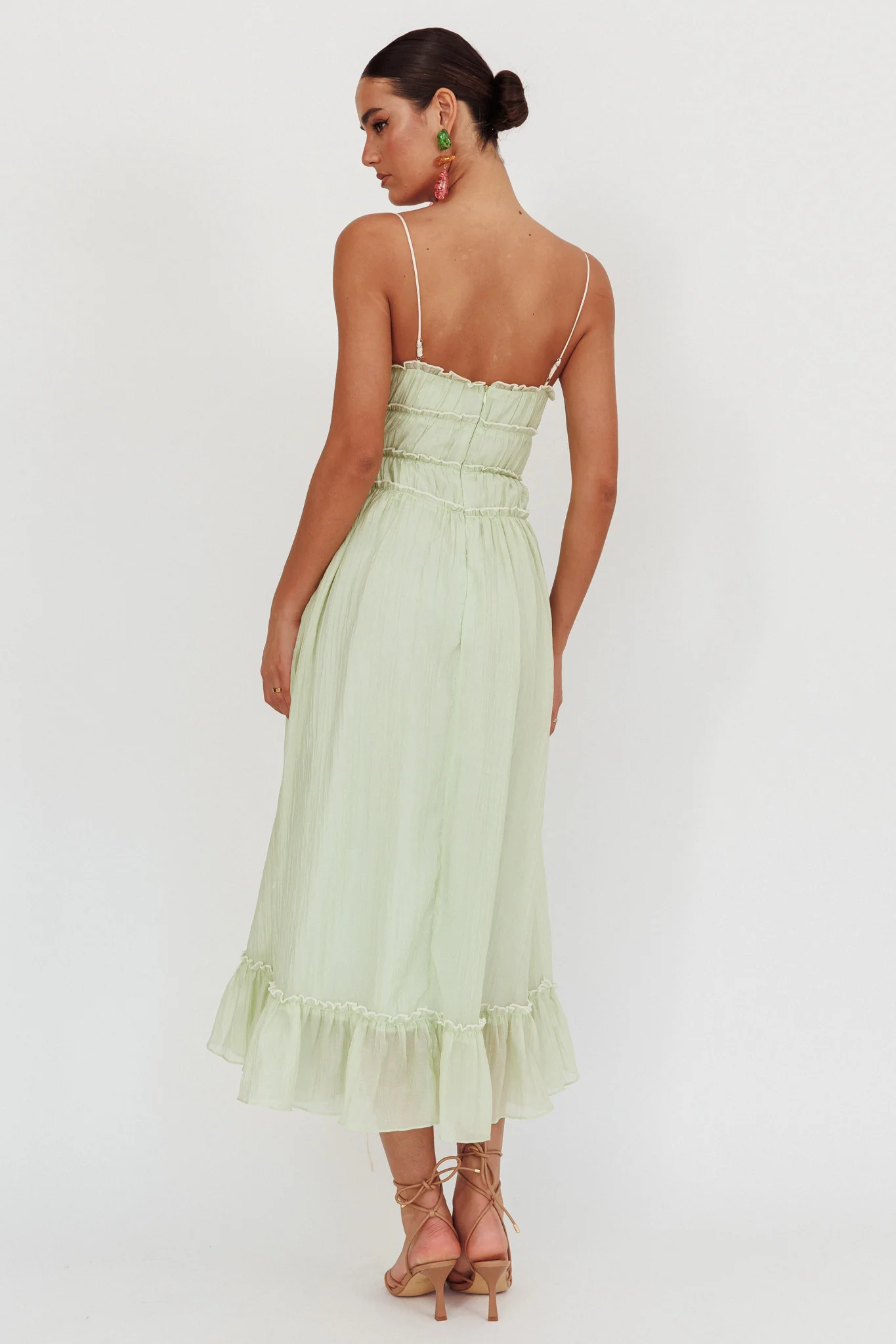 Maidens Tie Accent Maxi Dress Sage - Image 2