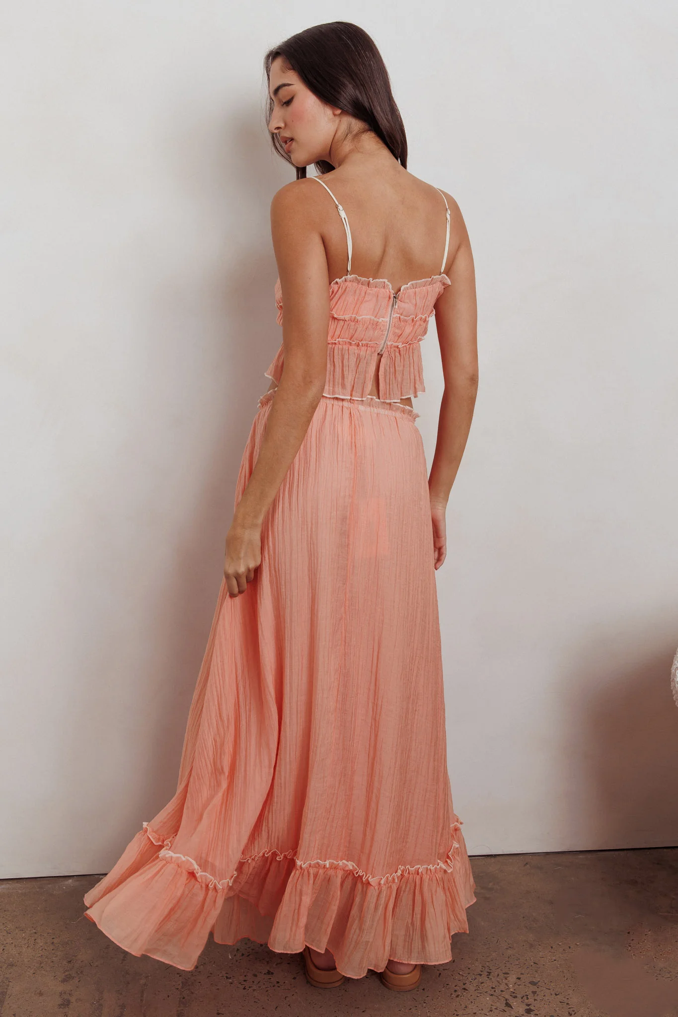 Maidens Tie Detail Overlock Maxi Skirt Apricot - Image 3
