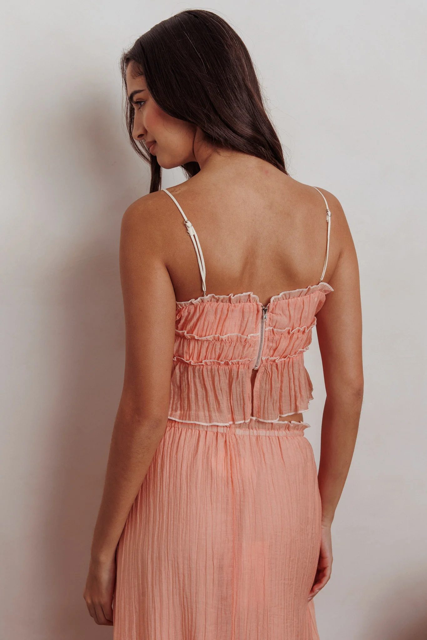 Maidens Tie Detail Overlock Top Apricot - Image 3