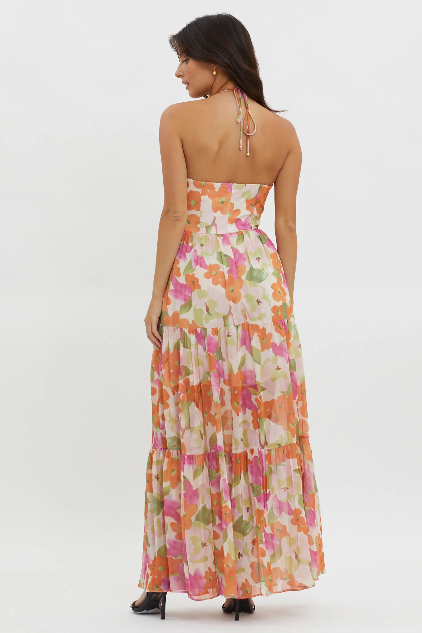 Main Attraction Halterneck Dress Print Pink - Image 2