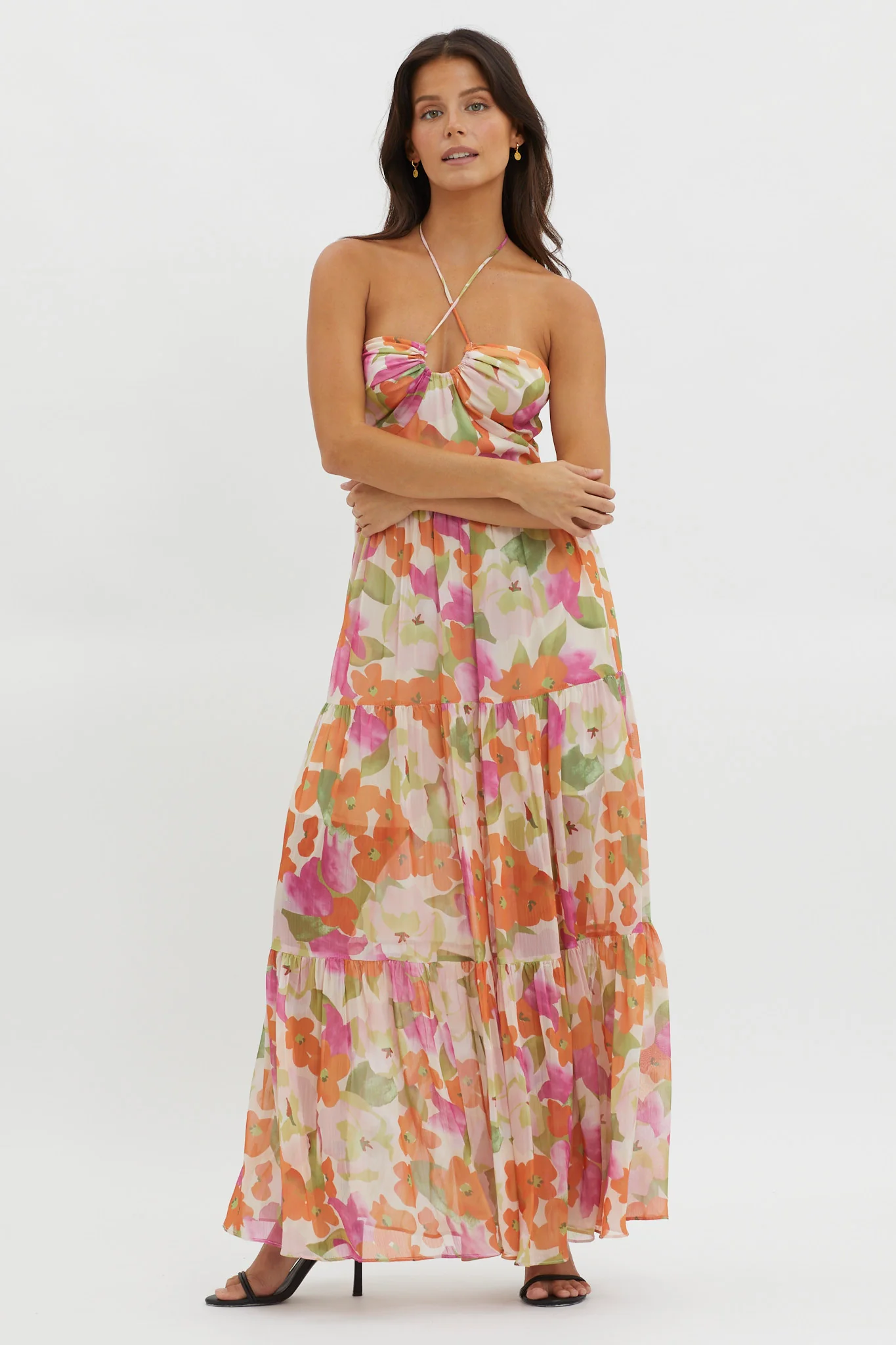 Main Attraction Halterneck Dress Print Pink - Image 4