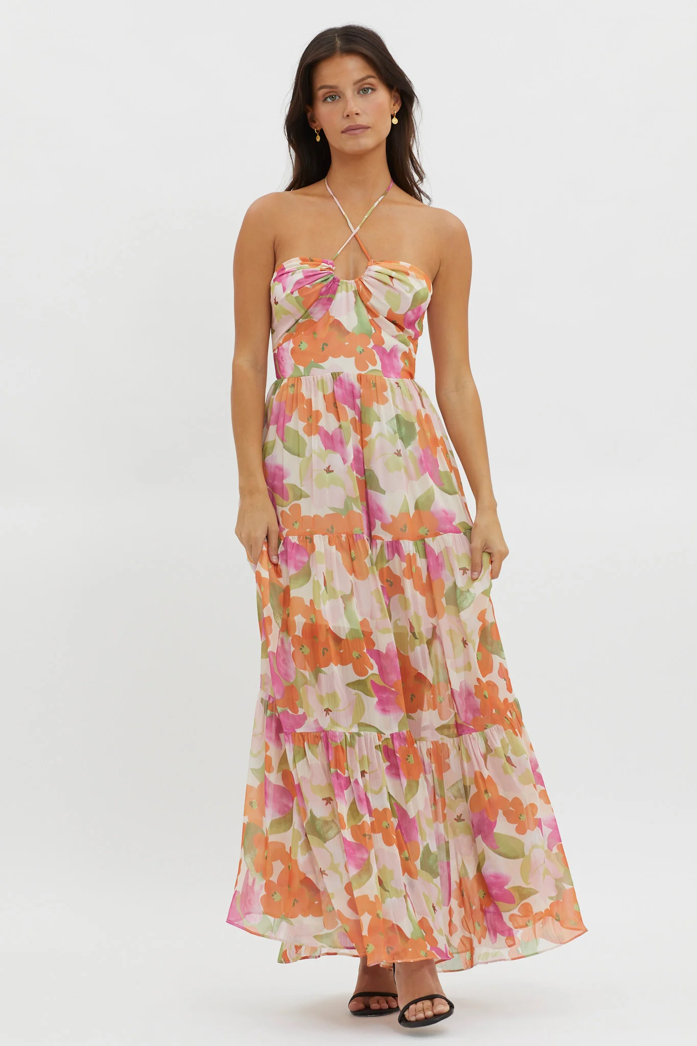 Main Attraction Halterneck Dress Print Pink - Image 5
