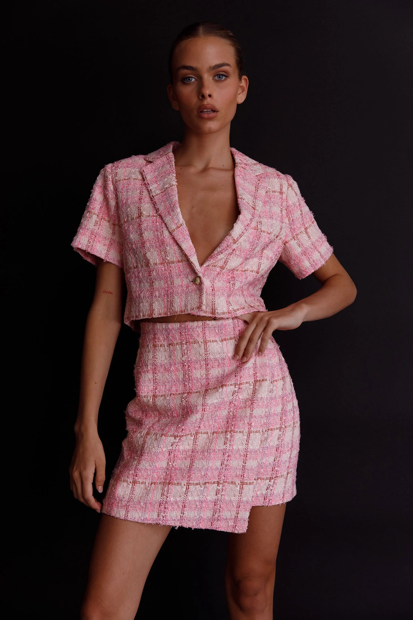 Main Character Crop Top & Skirt Set Pink Multi - Image 5